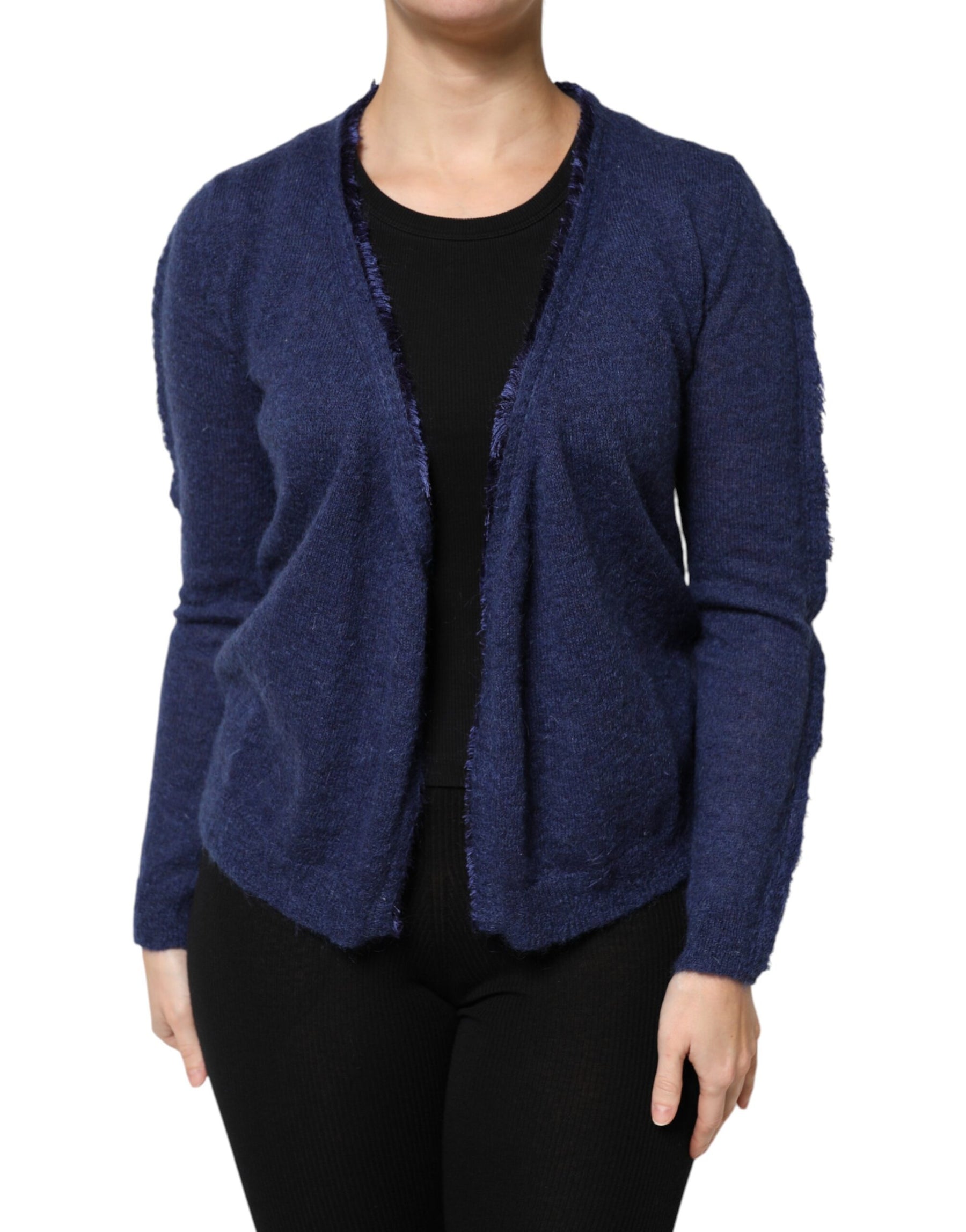 Ballantyne Dark Blue Long Sleeves Overcoat Cardigan Sweater | Regal Royce