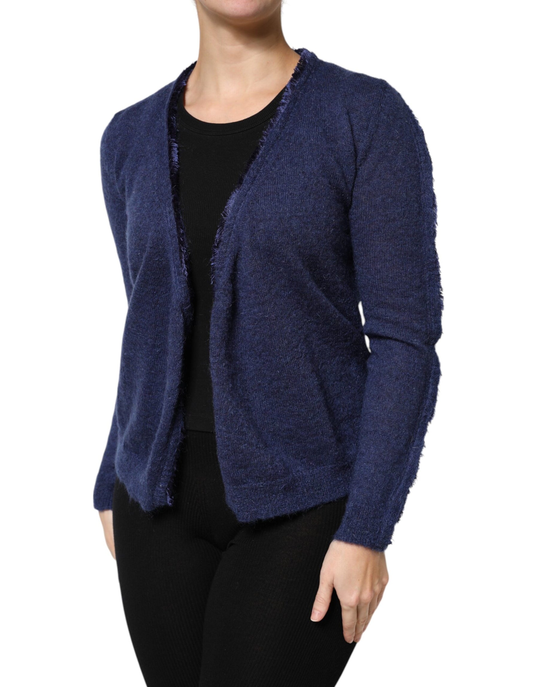 Ballantyne Dark Blue Long Sleeves Overcoat Cardigan Sweater | Regal Royce