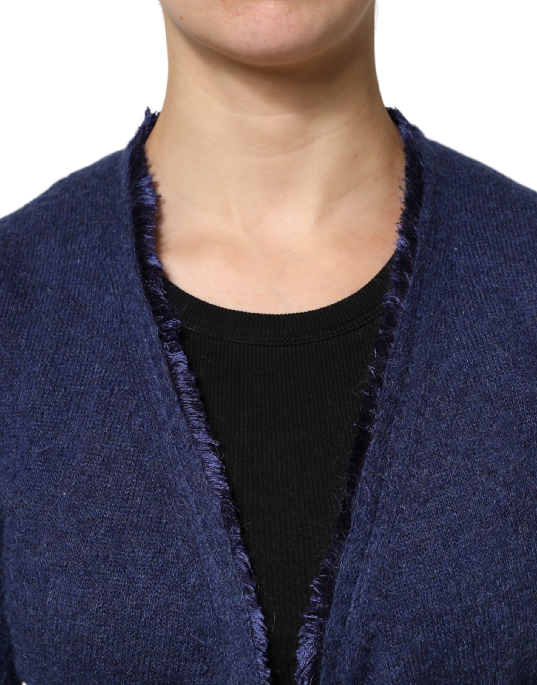 Ballantyne Dark Blue Long Sleeves Overcoat Cardigan Sweater | Regal Royce