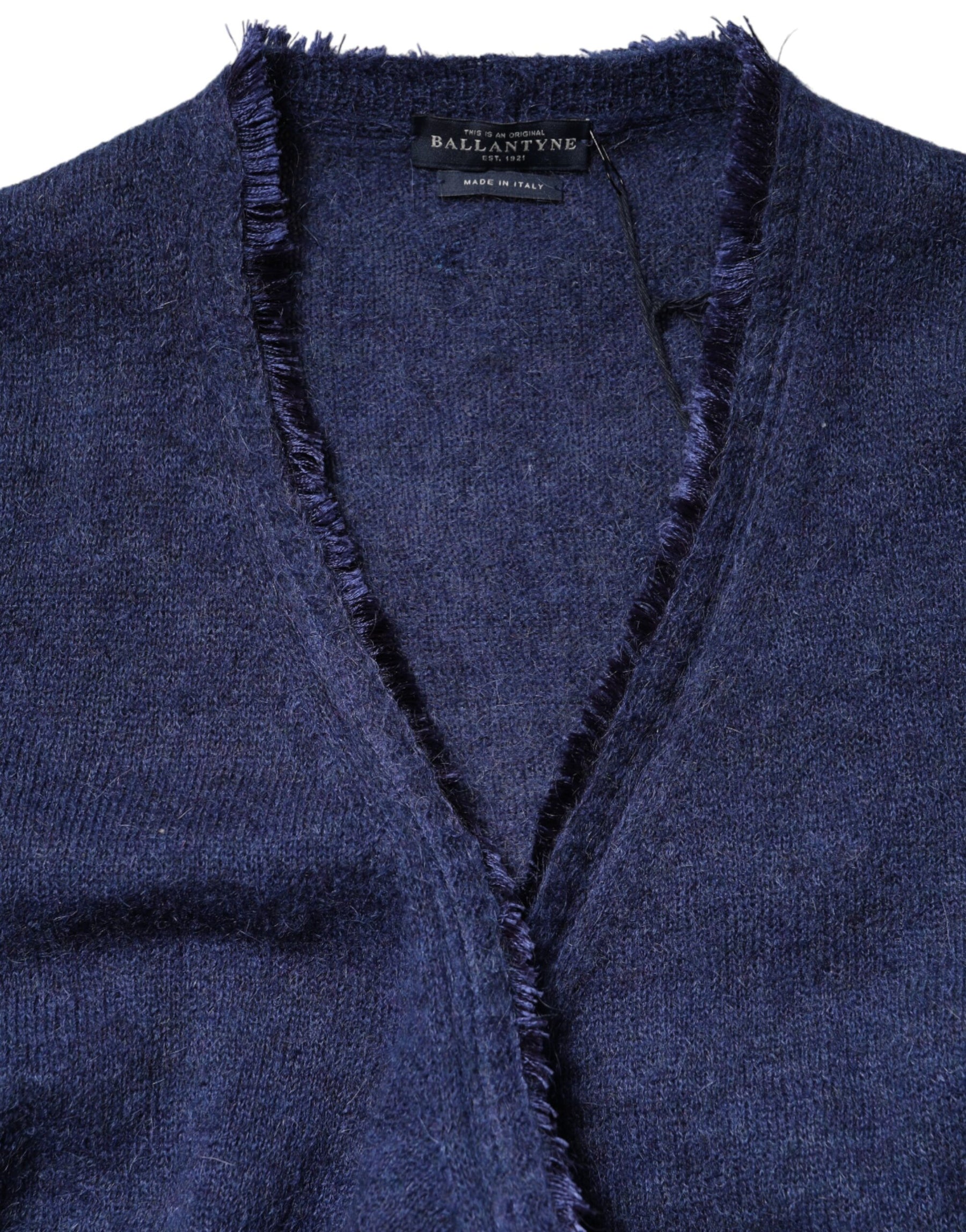 Ballantyne Dark Blue Long Sleeves Overcoat Cardigan Sweater | Regal Royce