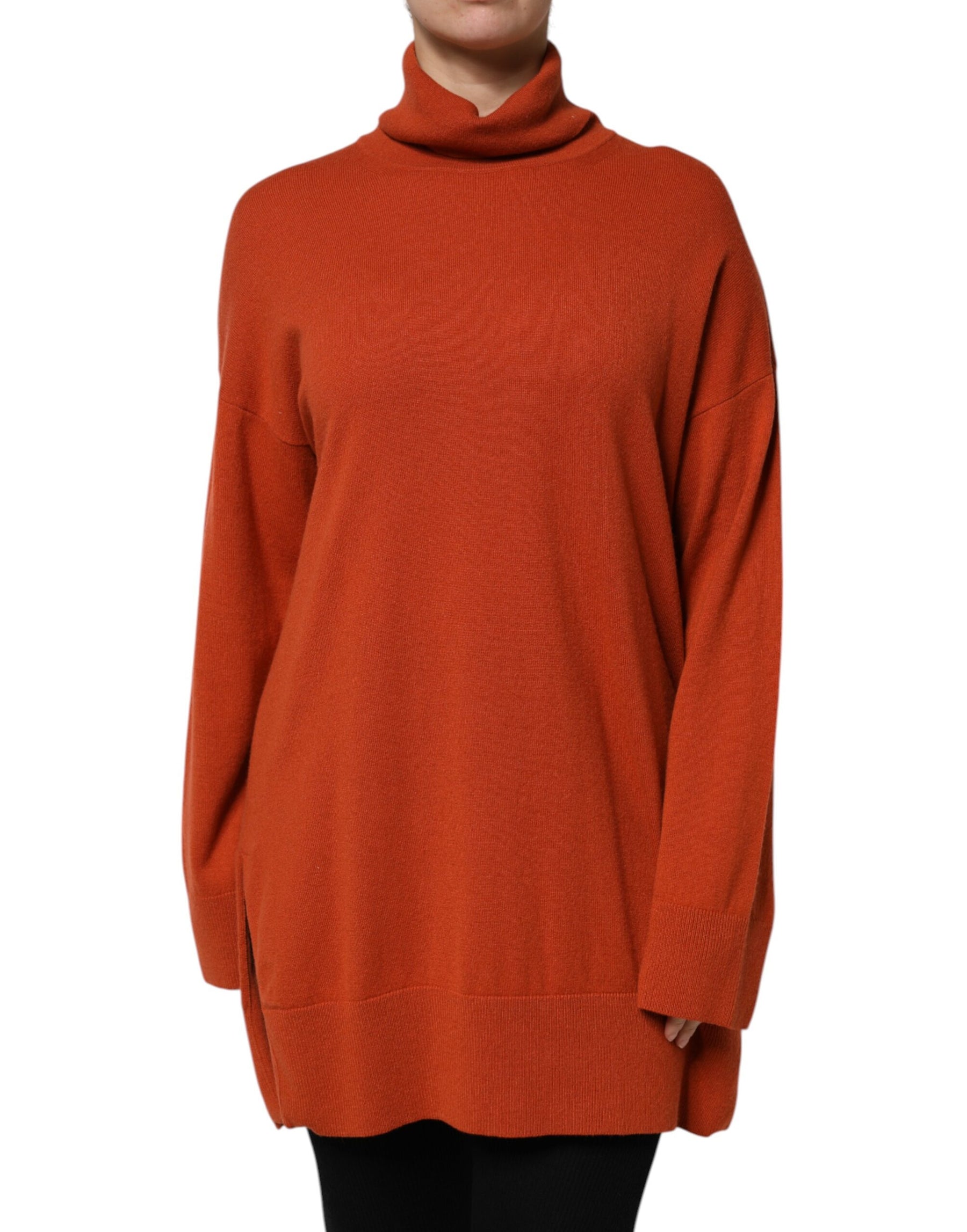 Alpha Studio Dark Orange Long Sleeves Turtleneck Sweater | Regal Royce