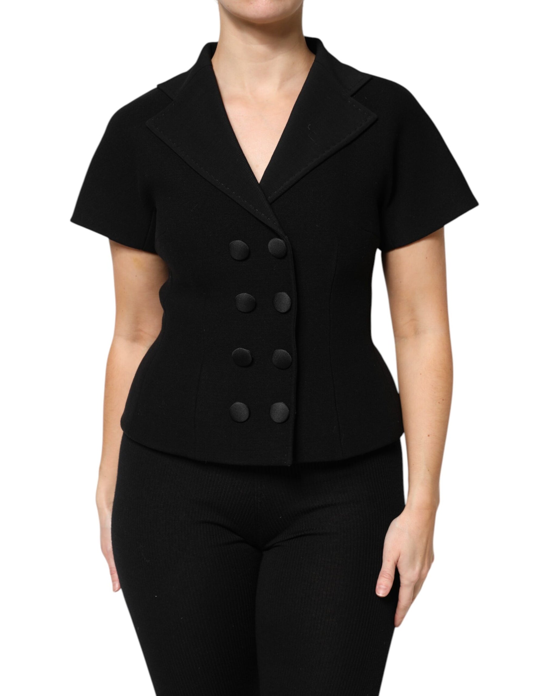 Dolce & Gabbana Black Wool Double Breasted Coat Jacket | Regal Royce
