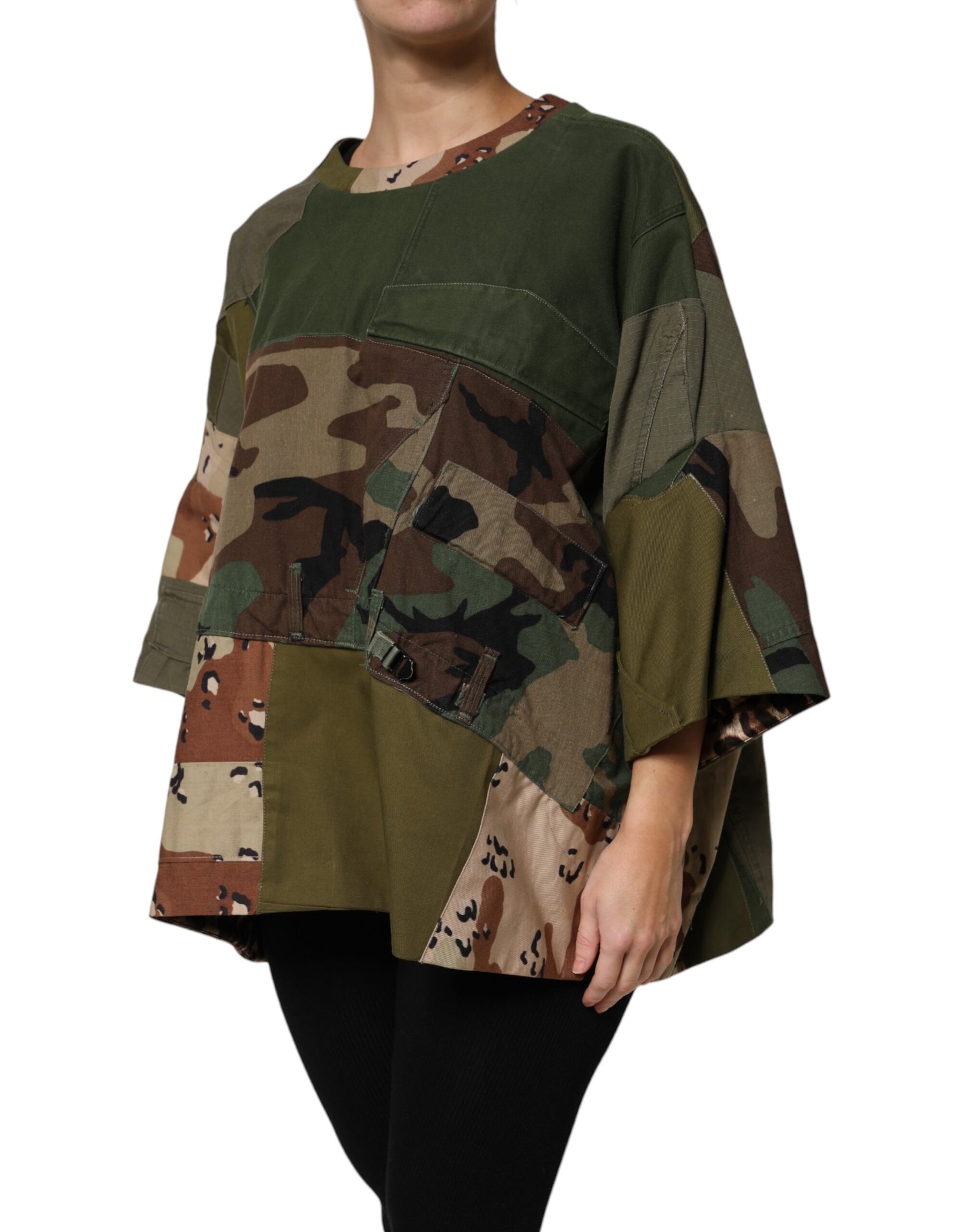 Dolce & Gabbana Multicolor Camouflage Oversized Top T-shirt | Regal Royce