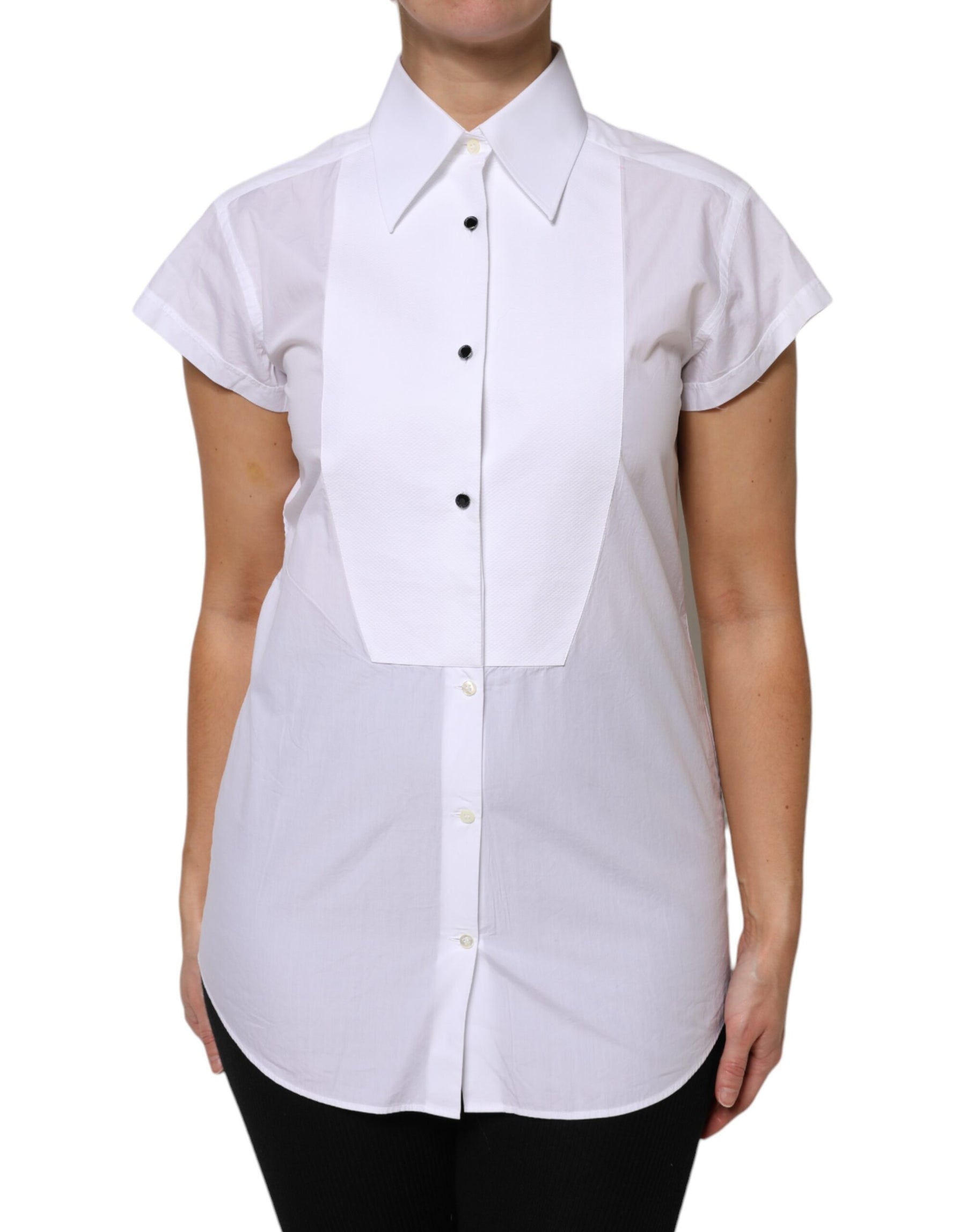Dolce & Gabbana White Cotton Short Sleeves Collared Polo Top | Regal Royce