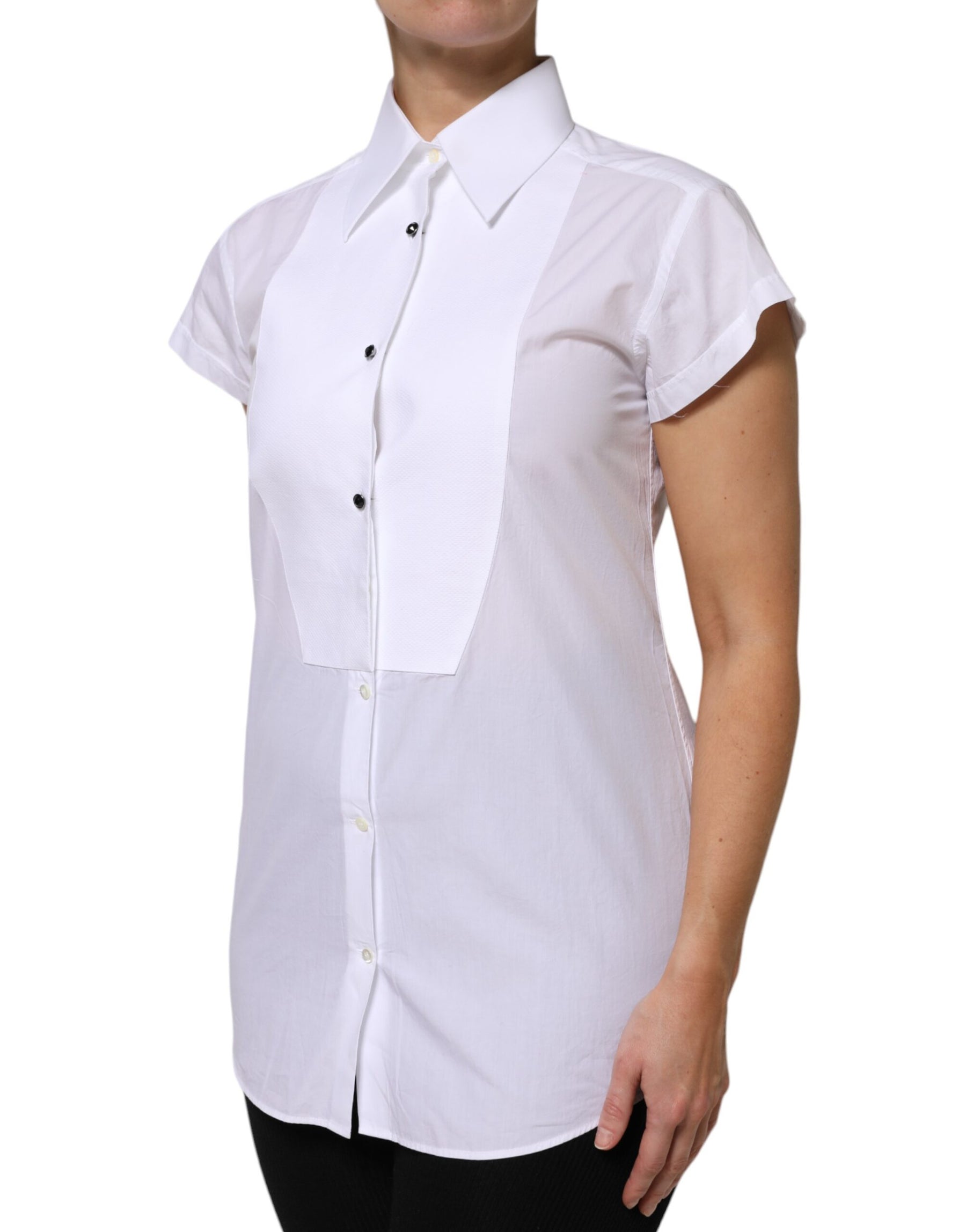 Dolce & Gabbana White Cotton Short Sleeves Collared Polo Top | Regal Royce
