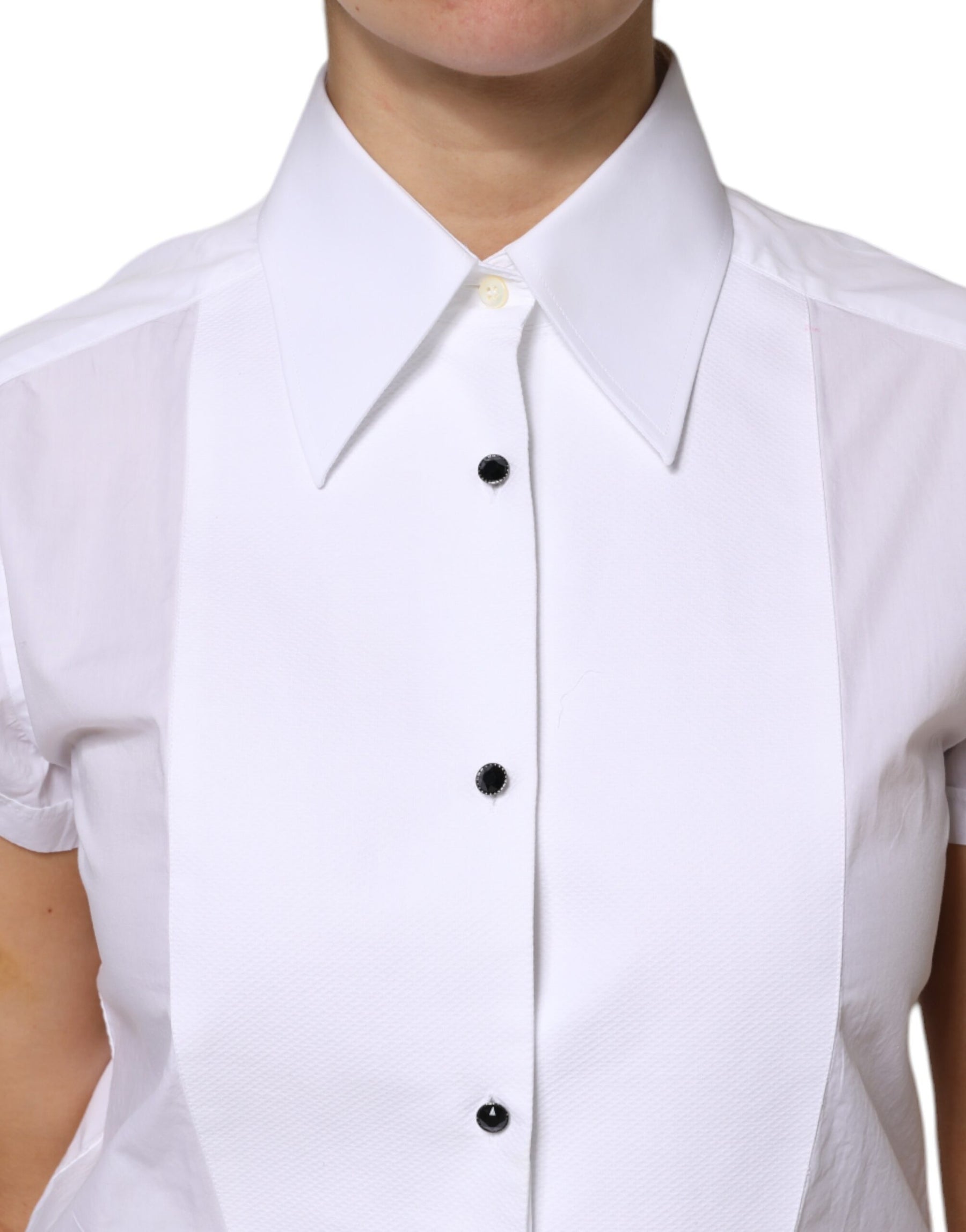 Dolce & Gabbana White Cotton Short Sleeves Collared Polo Top | Regal Royce