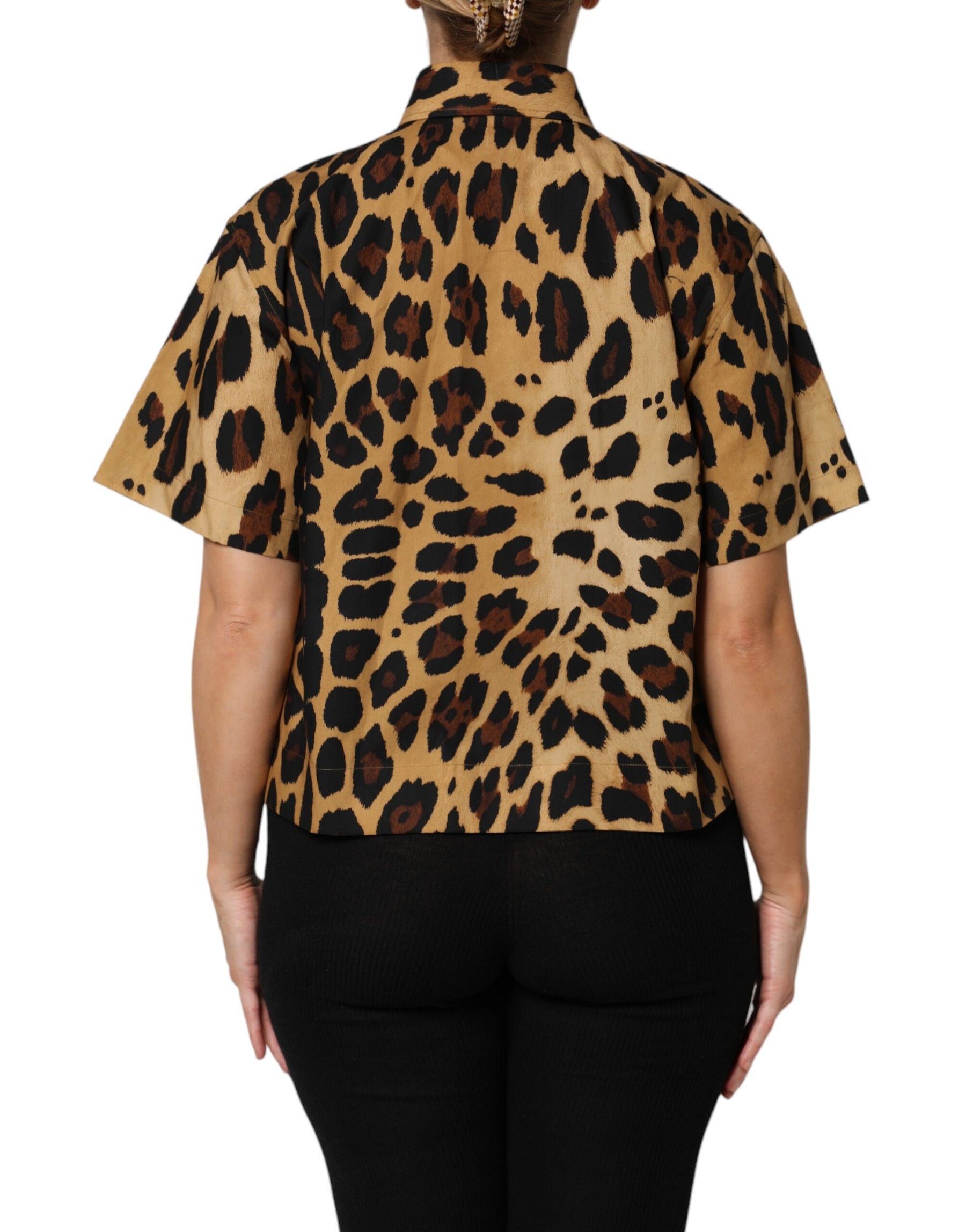 Dolce & Gabbana Brown Leopard Short Sleeve Collared Polo Top | Regal Royce