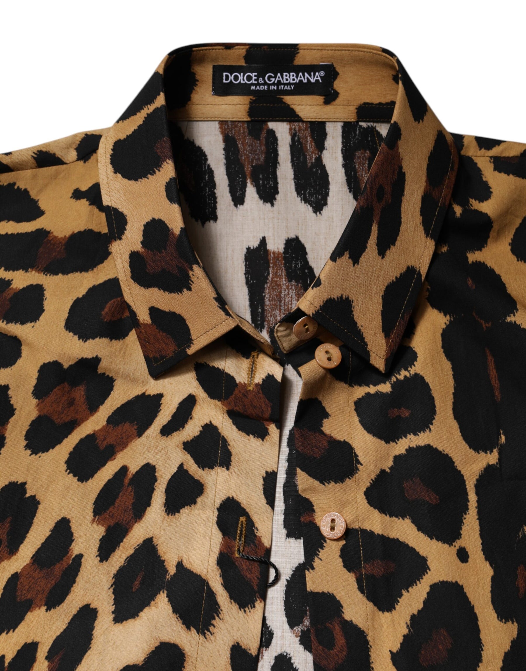 Dolce & Gabbana Brown Leopard Short Sleeve Collared Polo Top | Regal Royce