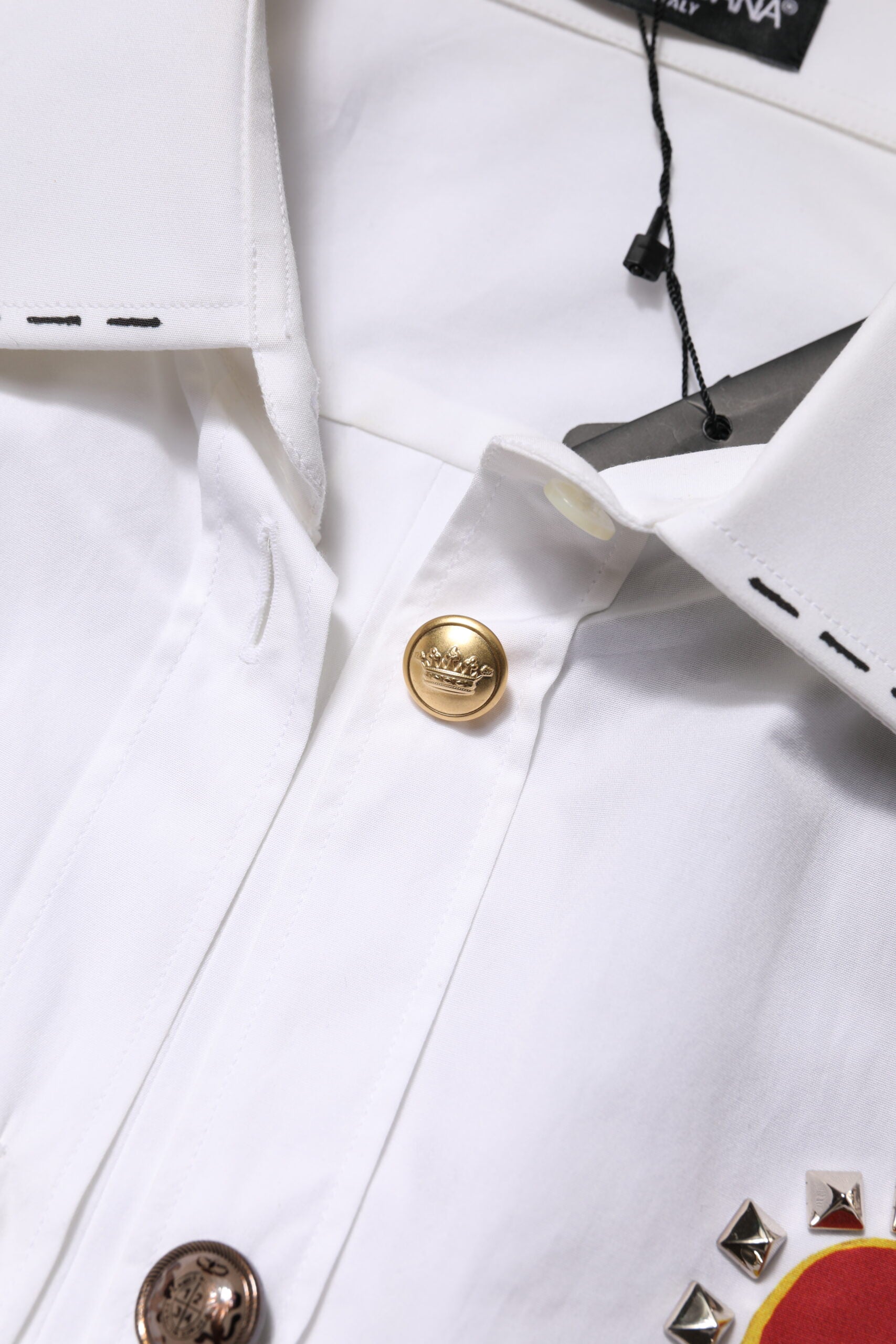 Dolce & Gabbana White Cotton Floral Embellished Shirt Top | Regal Royce