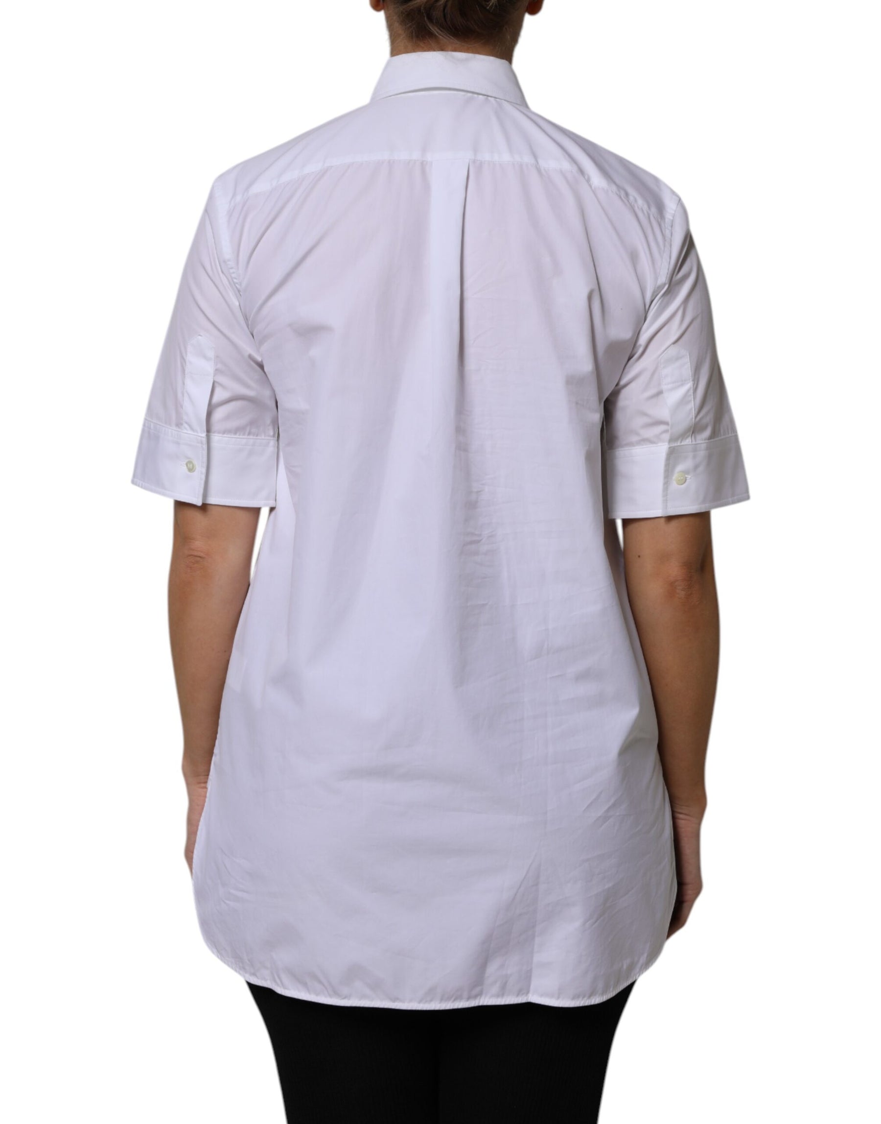 Dolce & Gabbana White Cotton Short Sleeves Collared Polo Top | Regal Royce
