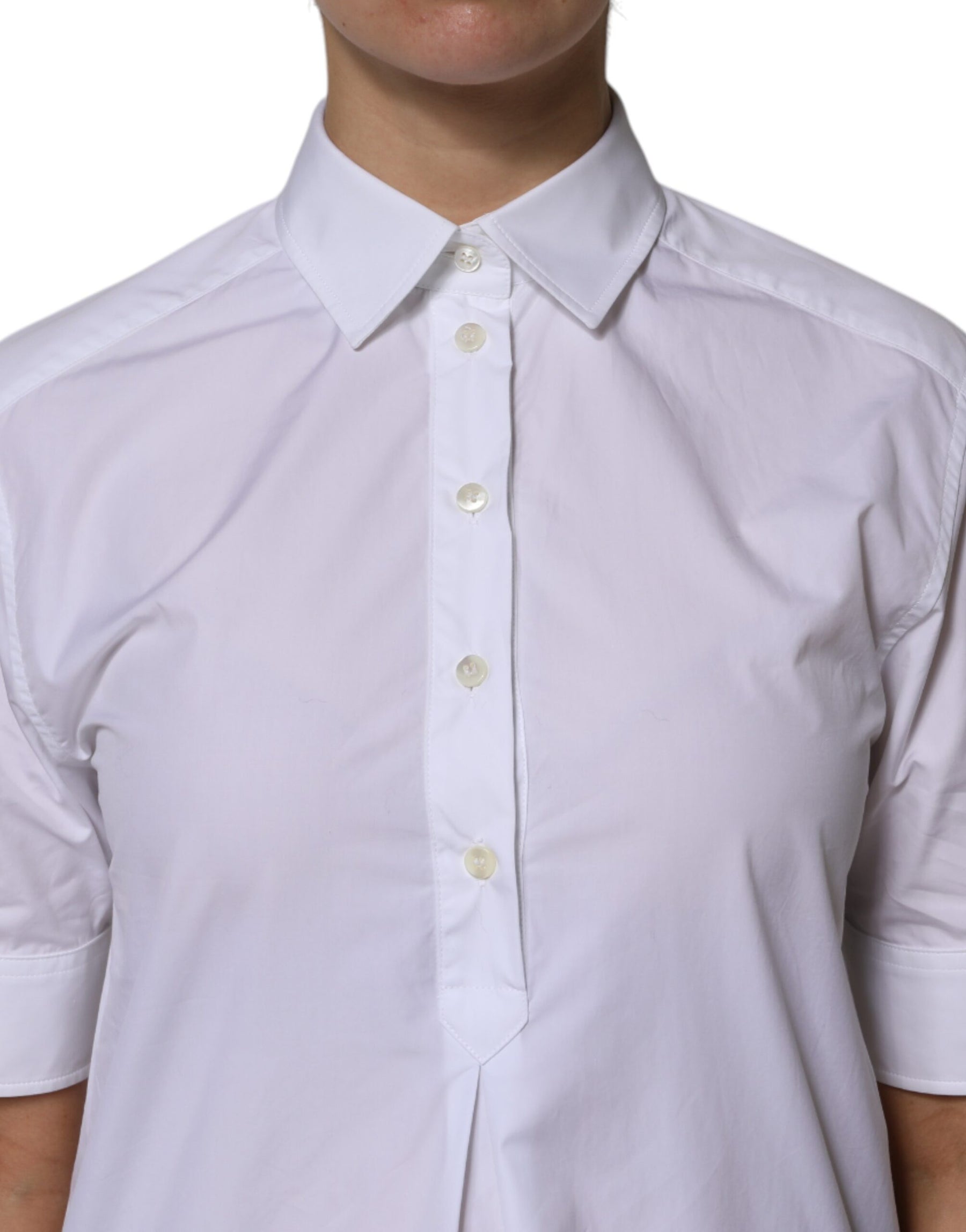 Dolce & Gabbana White Cotton Short Sleeves Collared Polo Top | Regal Royce