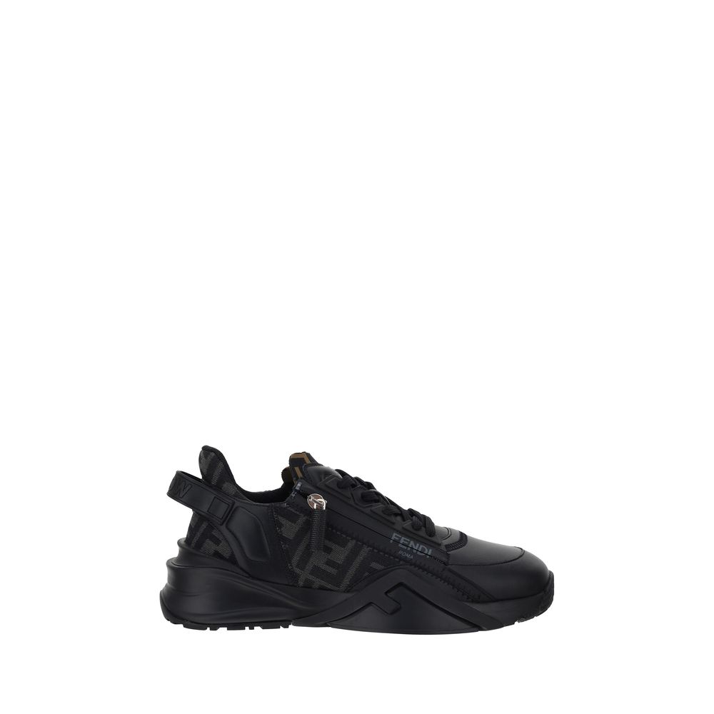 Fendi Black Calf Leather Bos Taurus Athletic Sneakers | Regal Royce