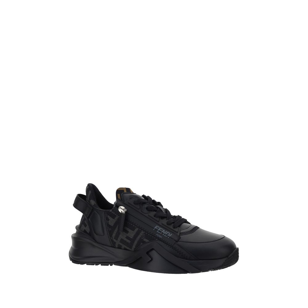 Fendi Black Calf Leather Bos Taurus Athletic Sneakers | Regal Royce