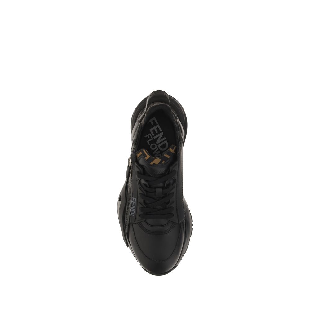 Fendi Black Calf Leather Bos Taurus Athletic Sneakers | Regal Royce