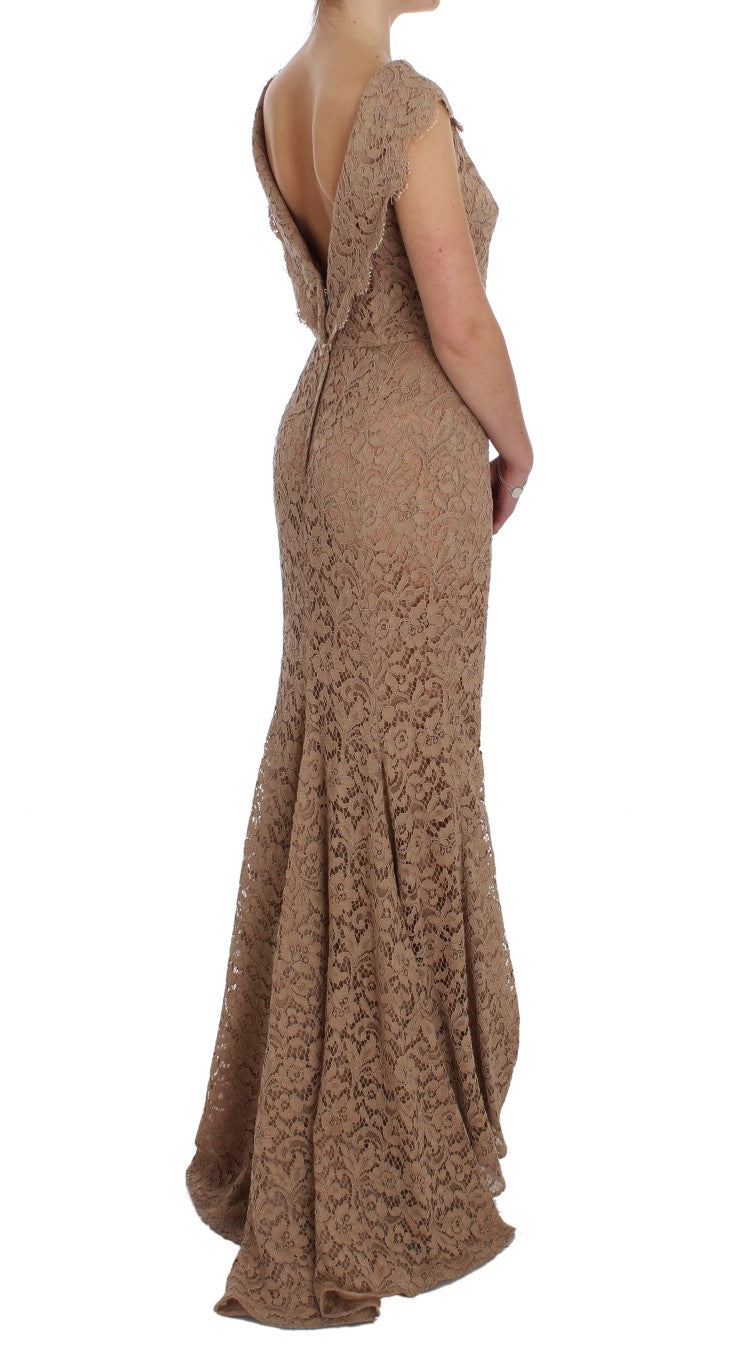 Dolce & Gabbana Pink Floral Lace Full Length Sheath Dress | Regal Royce