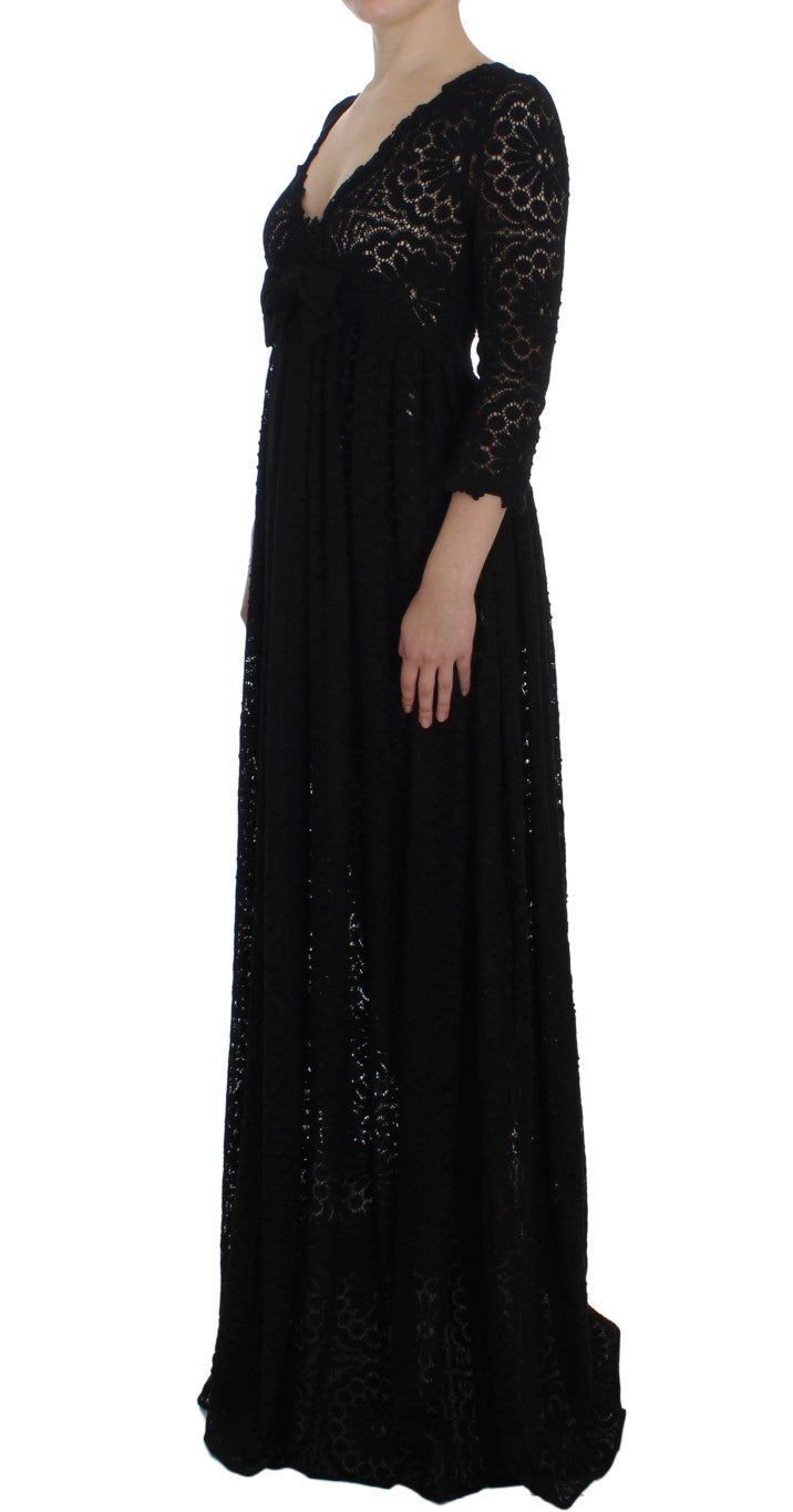 Dolce & Gabbana Black Ricamo Knitted Full Length Maxi Dress | Regal Royce