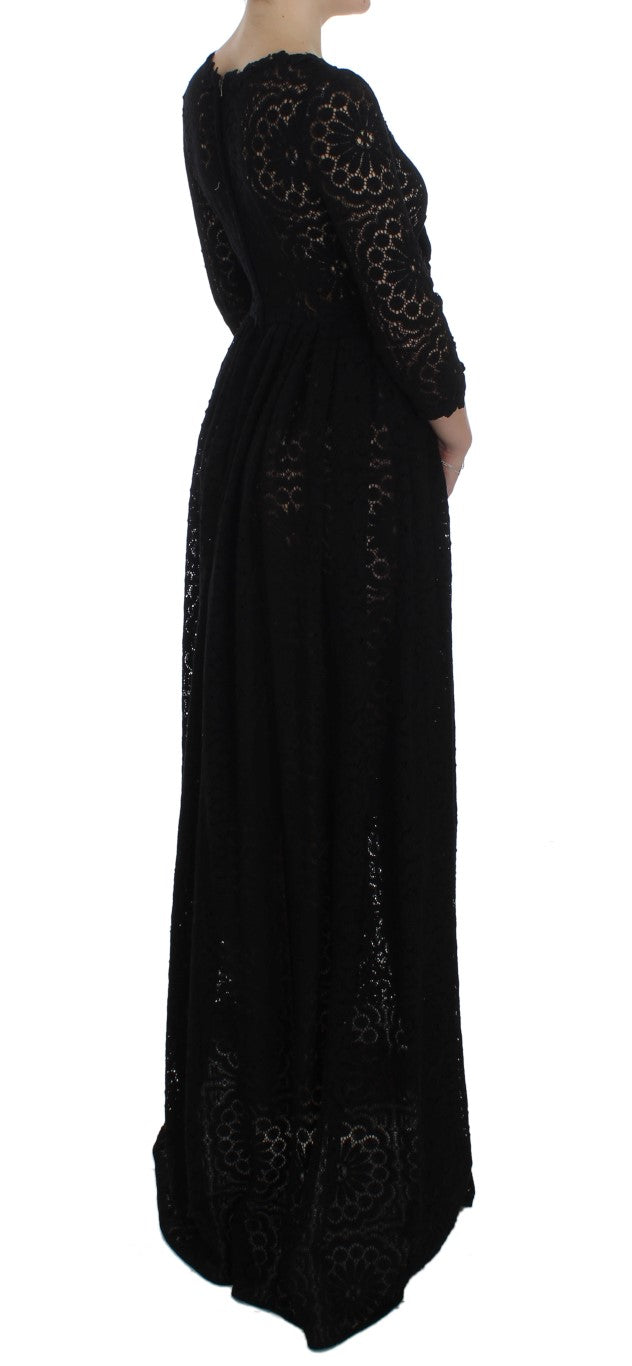 Dolce & Gabbana Black Ricamo Knitted Full Length Maxi Dress | Regal Royce