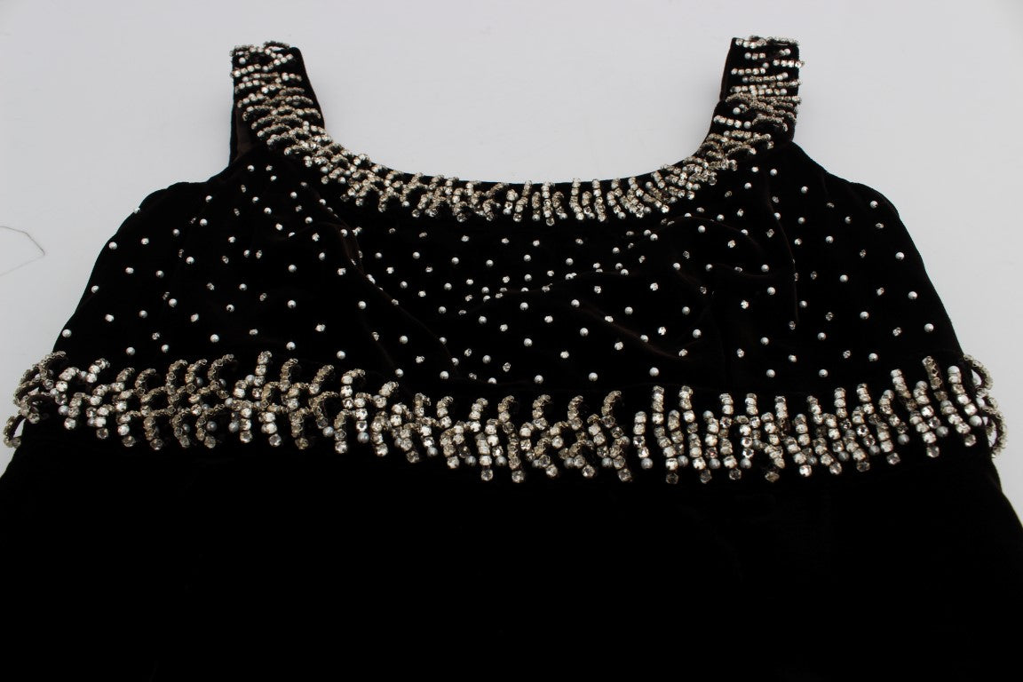 Dolce & Gabbana Brown Velvet Crystal Sheath Gown Dress | Regal Royce