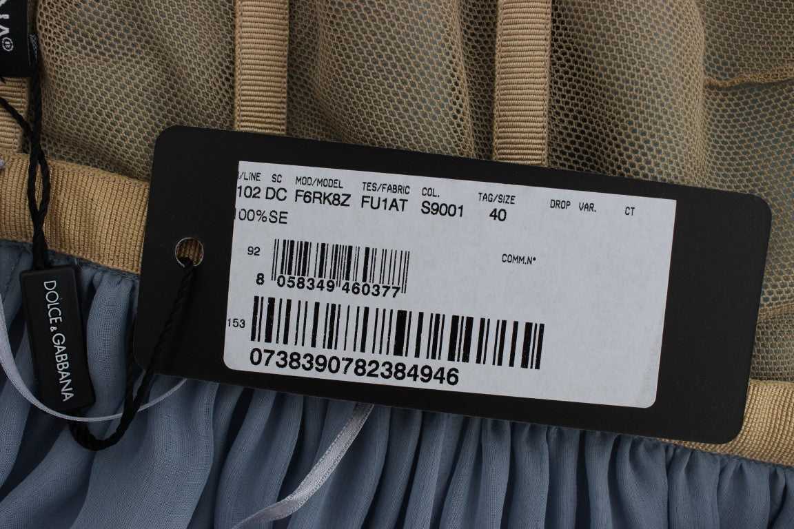 Dolce & Gabbana Blue Silk Crystal Sheath Gown Ball Dress | Regal Royce