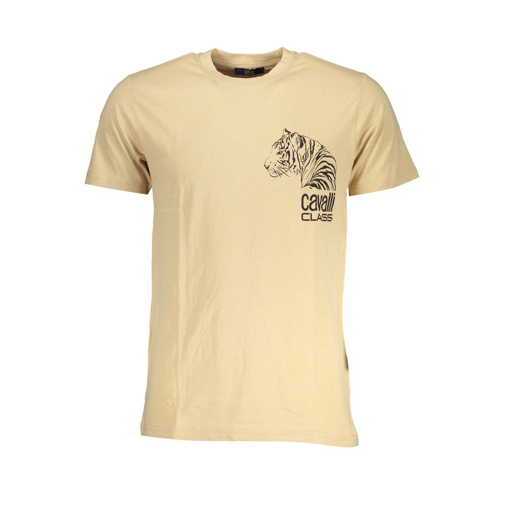 Cavalli Class Beige Cotton Men T-Shirt | Regal Royce