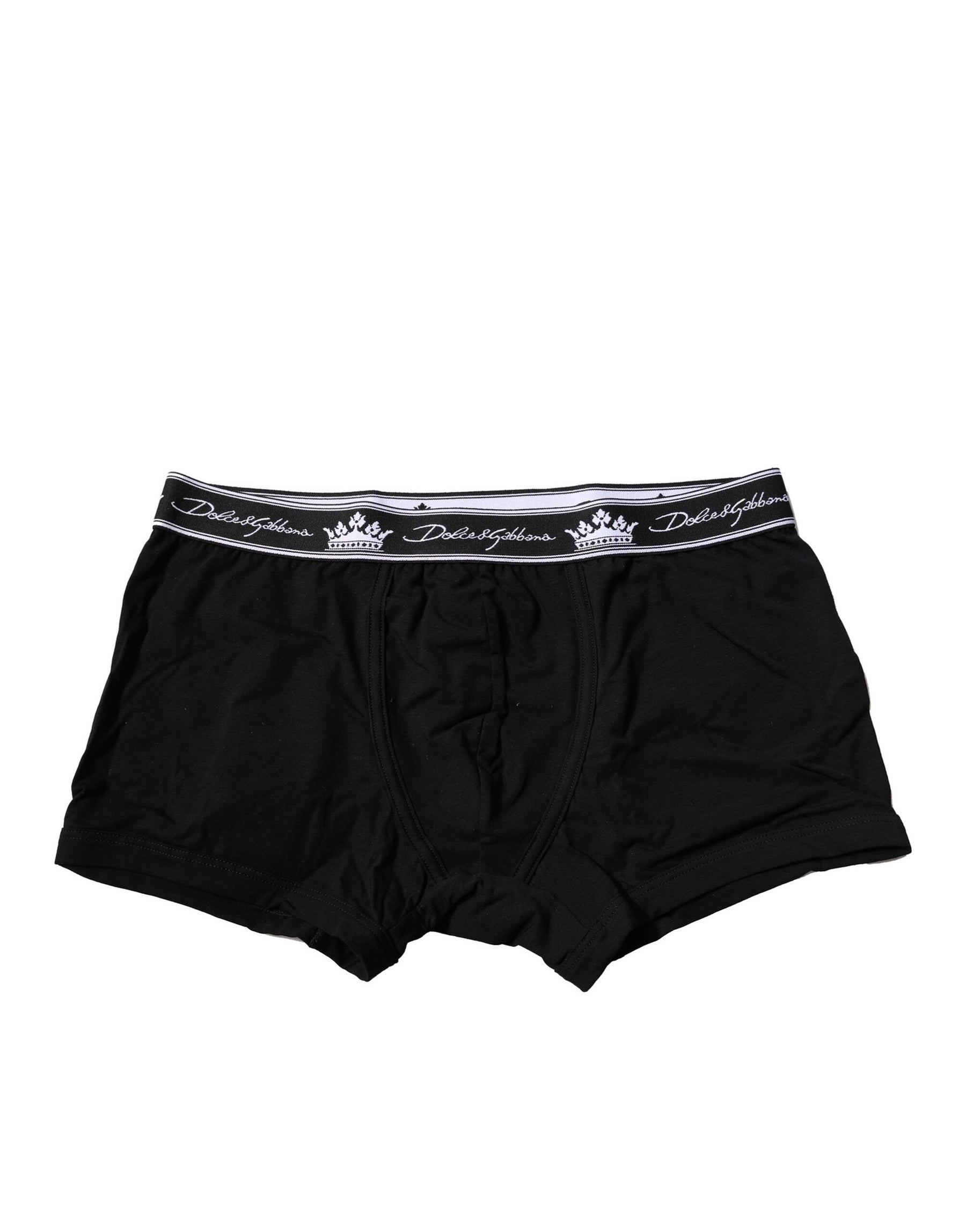 Dolce & Gabbana Black Cotton Stretch Regular Boxer Underwear | Regal Royce