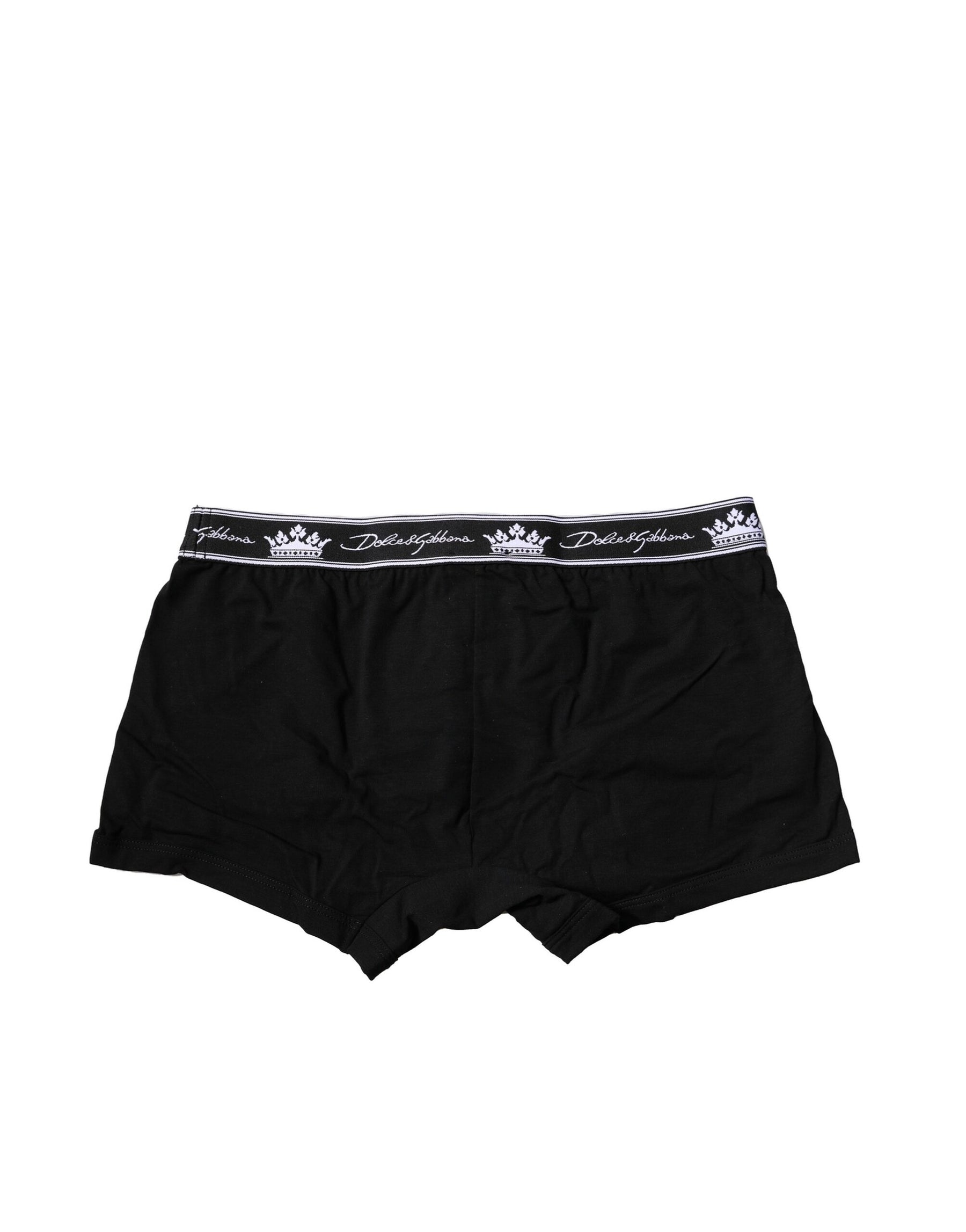 Dolce & Gabbana Black Cotton Stretch Regular Boxer Underwear | Regal Royce