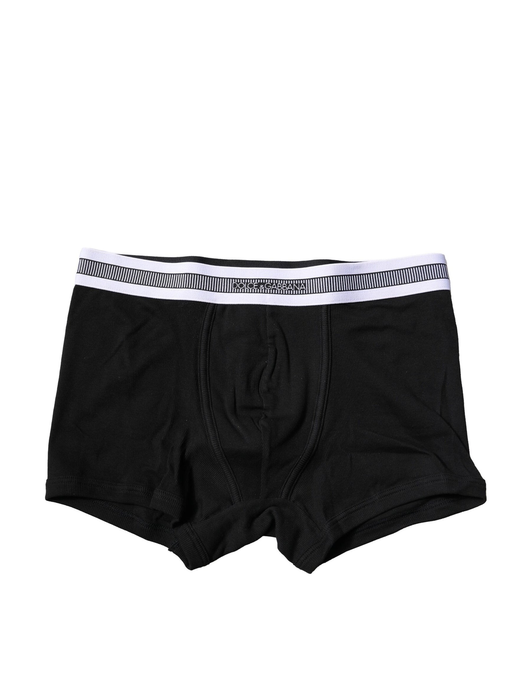 Dolce & Gabbana Black Cotton Stretch Regular Boxer Underwear | Regal Royce