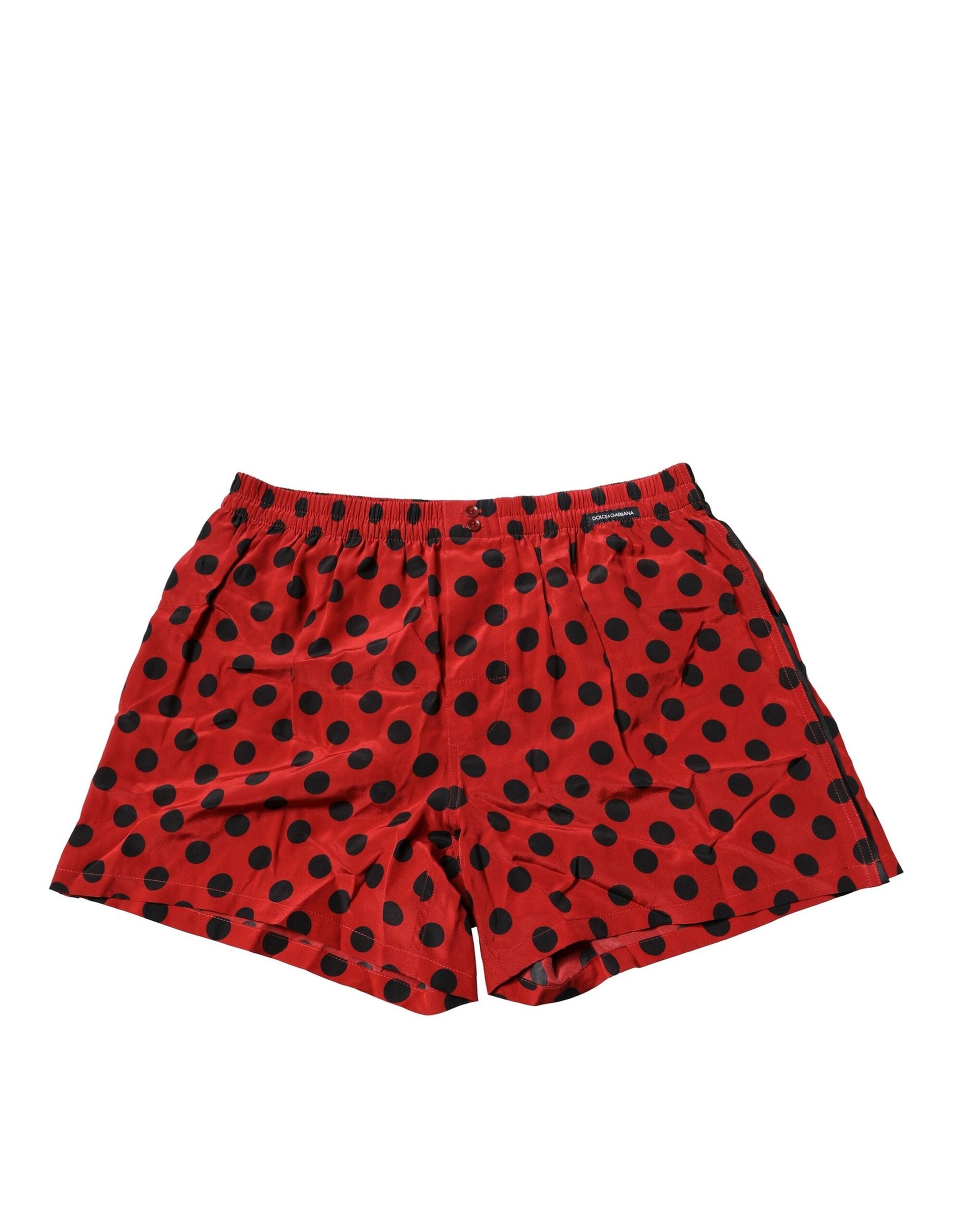 Dolce & Gabbana Red Silk Polka Dot Boxer Shorts Underwear | Regal Royce