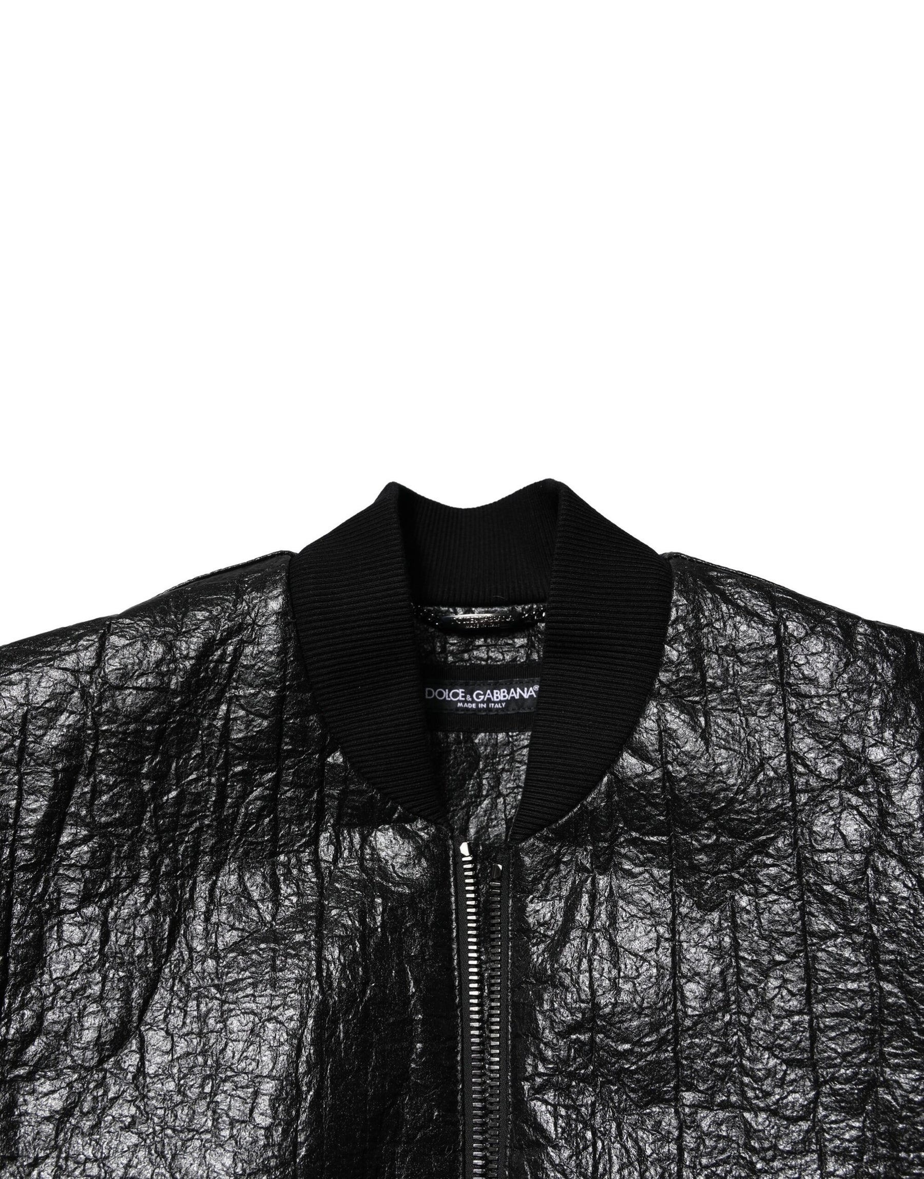 Dolce & Gabbana Black Logo Plaque Bomber Full Zipper Jacket | Regal Royce