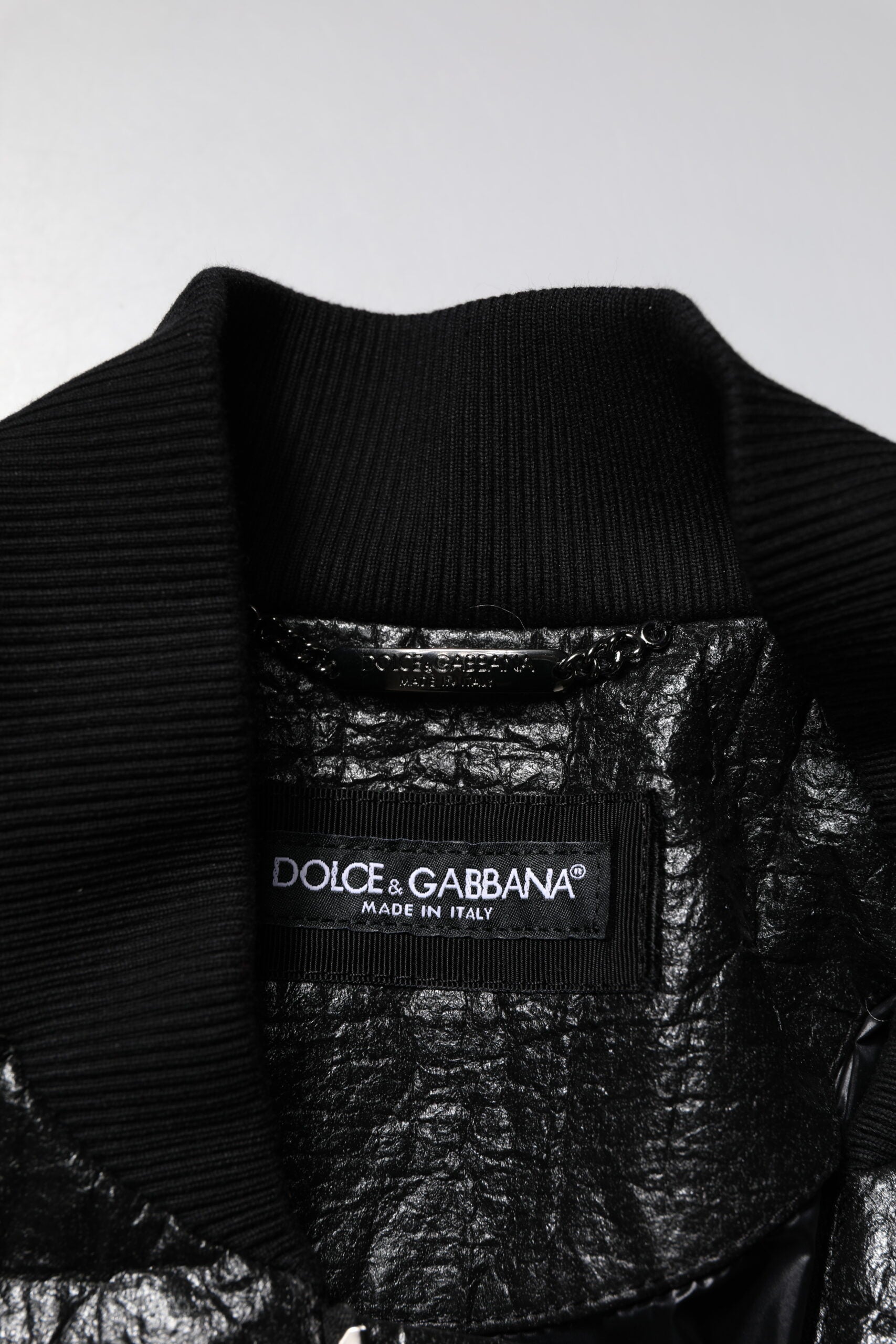 Dolce & Gabbana Black Logo Plaque Bomber Full Zipper Jacket | Regal Royce