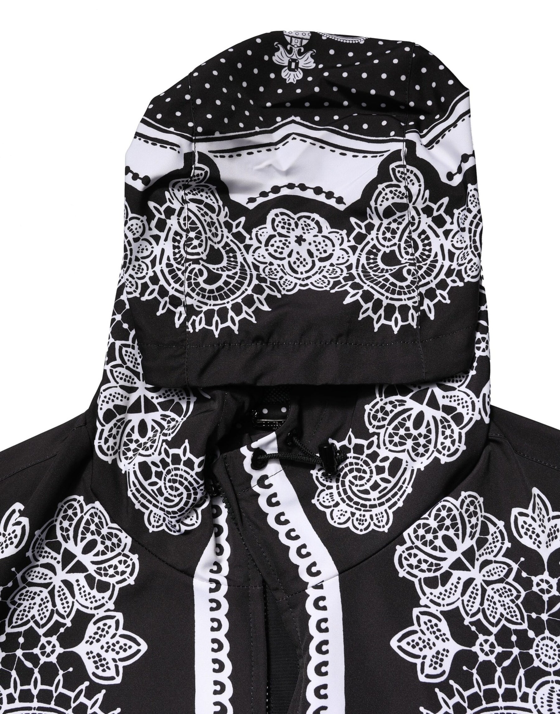 Dolce & Gabbana Black Bandana Print Hooded Bomber Jacket | Regal Royce