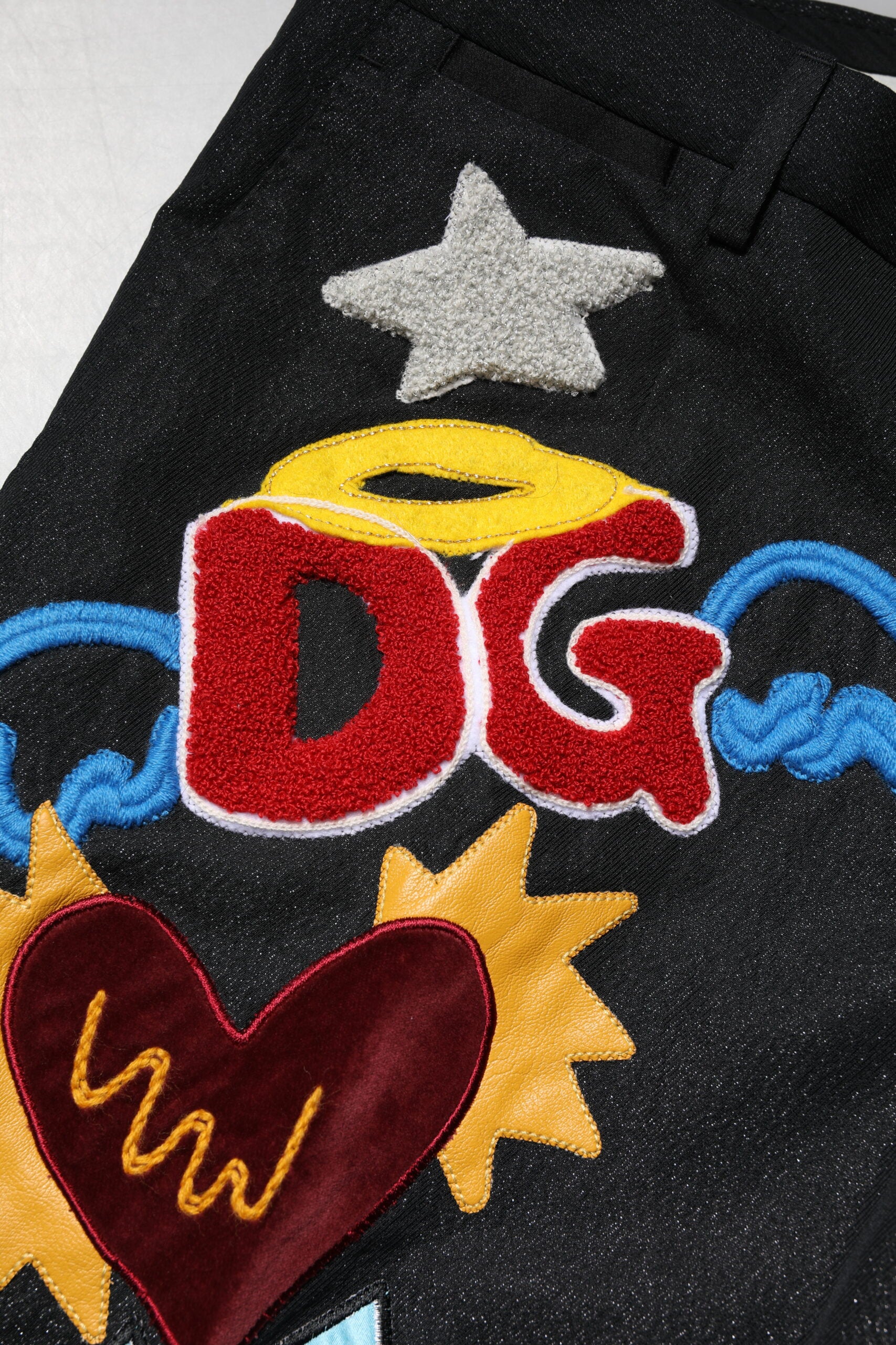 Dolce & Gabbana Black Graphic Embroidery Men Pants | Regal Royce