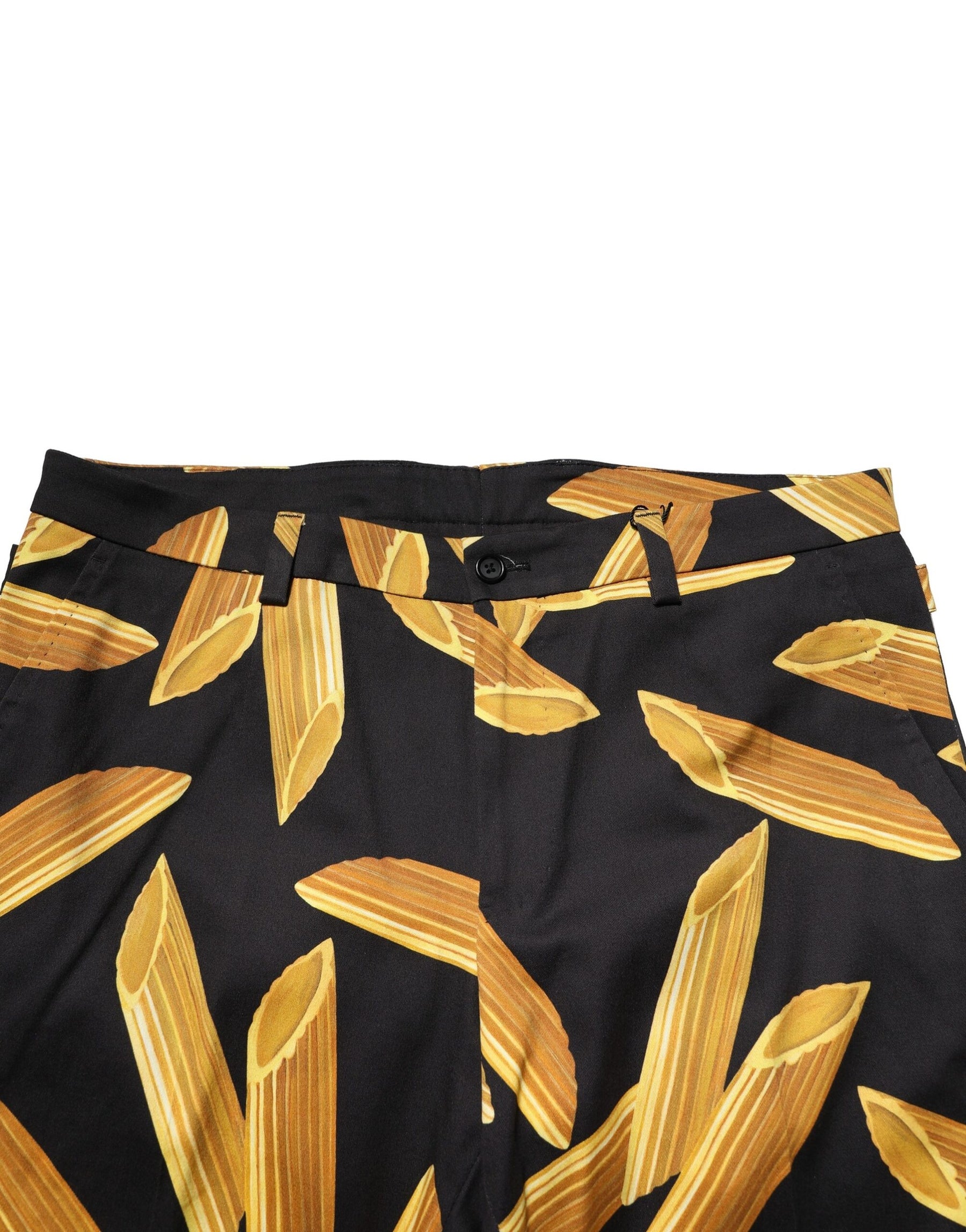Dolce & Gabbana Black Pasta Print Tapered Men Pants | Regal Royce