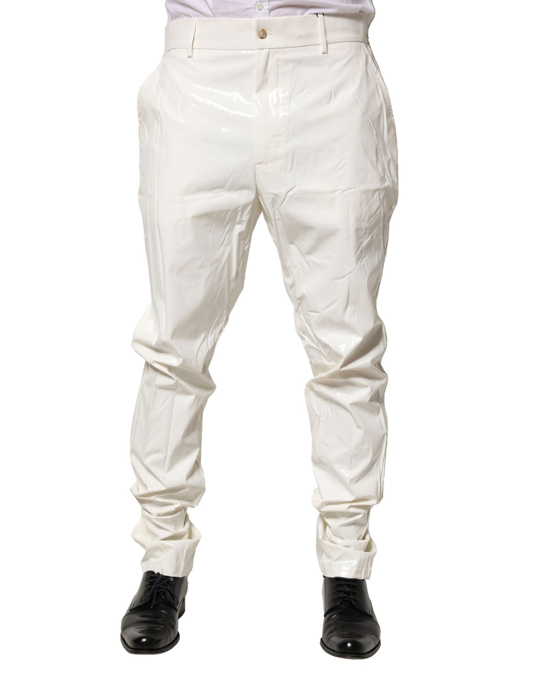 Dolce & Gabbana White Nylon Tapered Dress Men Pants | Regal Royce