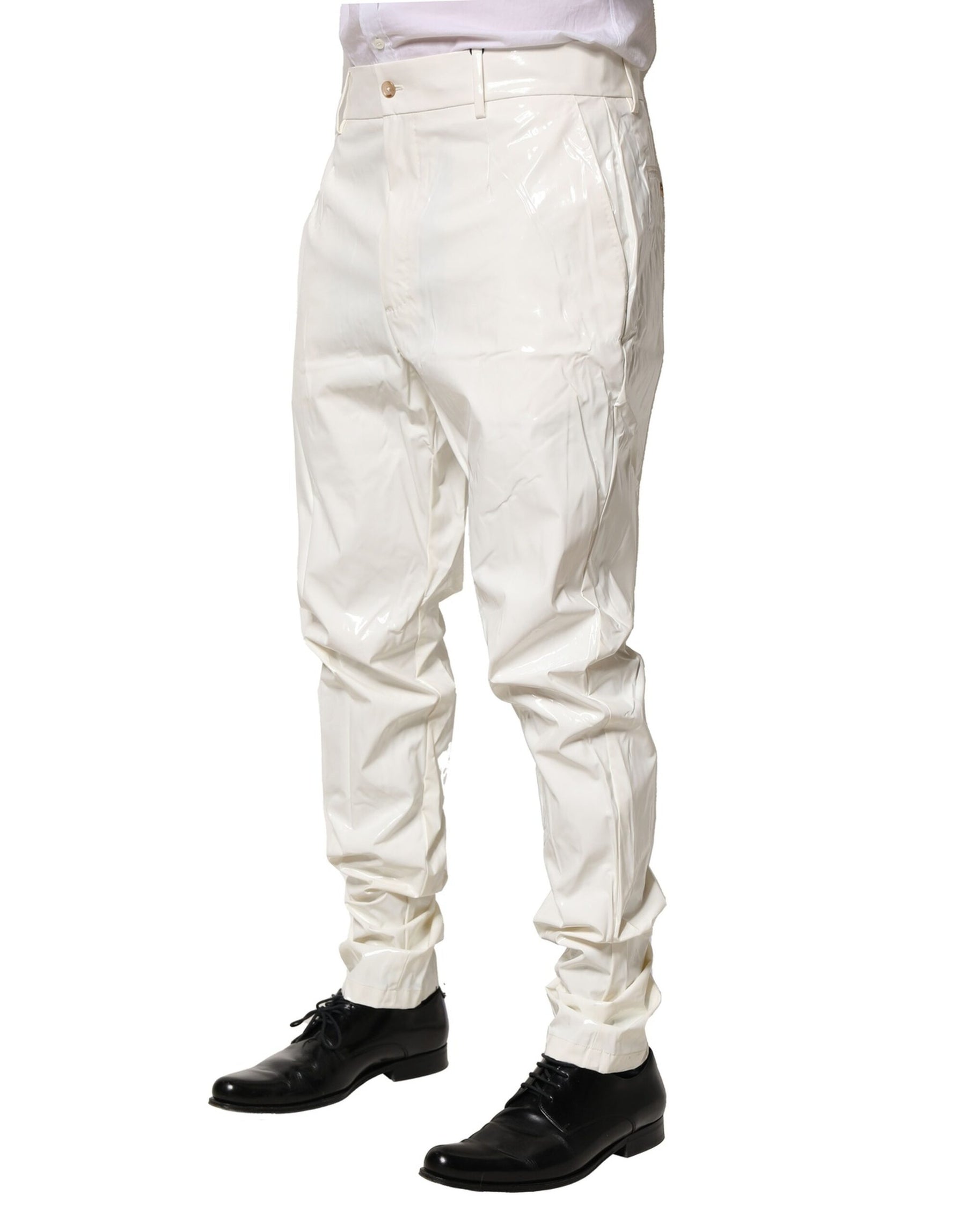Dolce & Gabbana White Nylon Tapered Dress Men Pants | Regal Royce