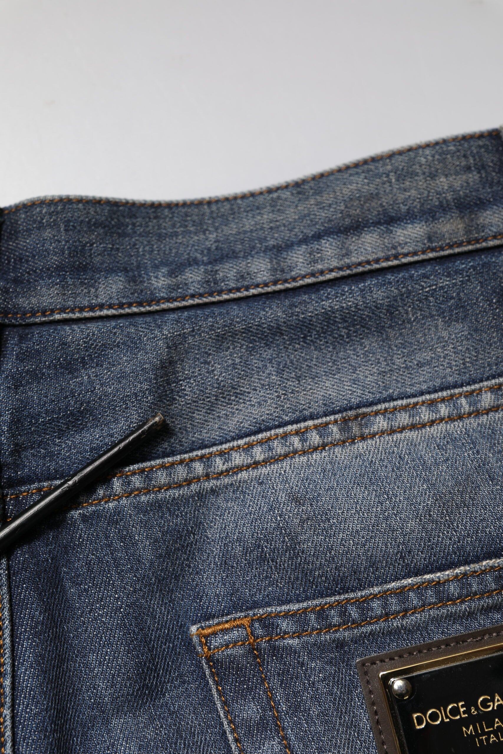 Dolce & Gabbana Blue Washed Tattered Cotton Men Jeans | Regal Royce