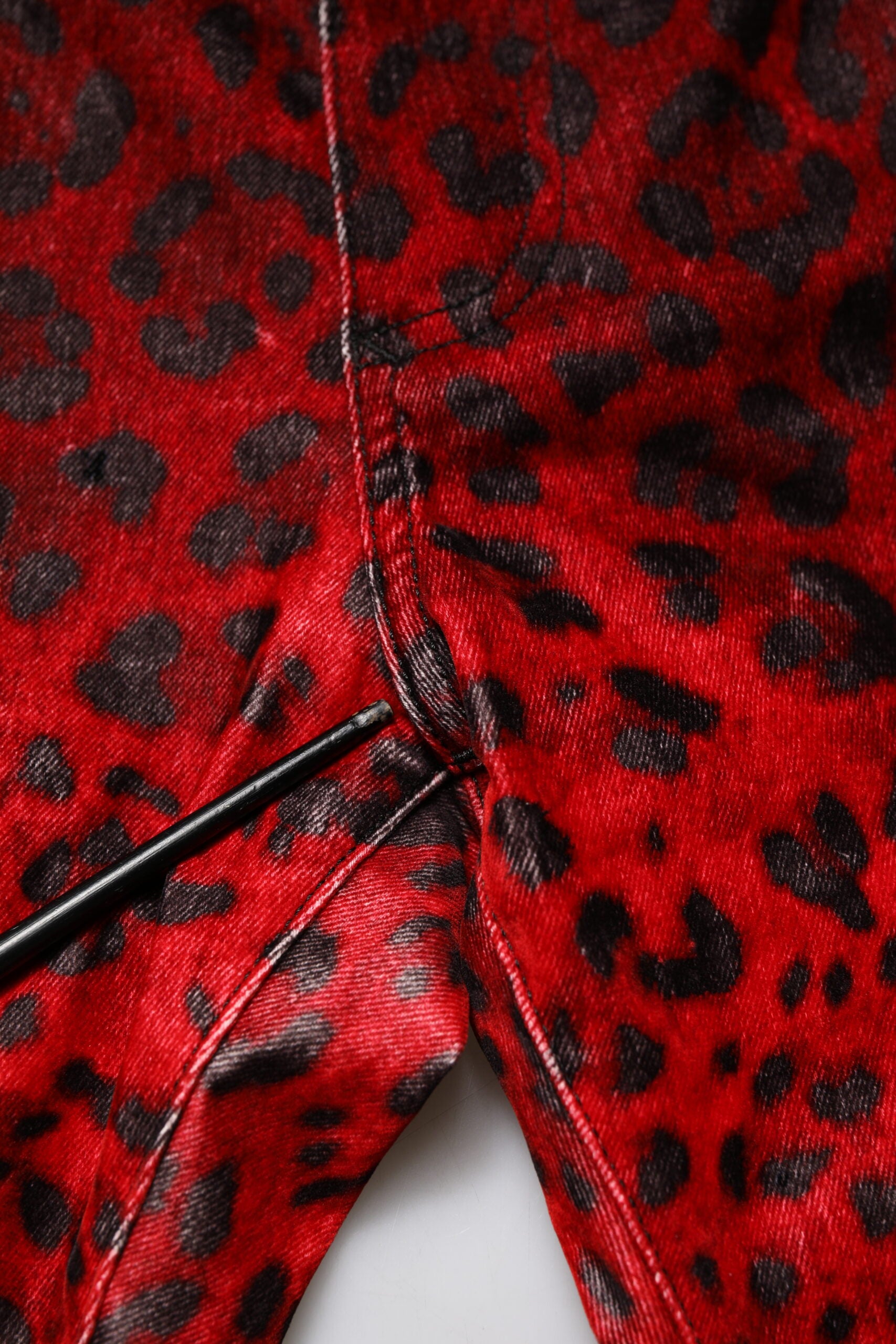 Dolce & Gabbana Red Leopard Print Cotton Skinny Denim Jeans | Regal Royce