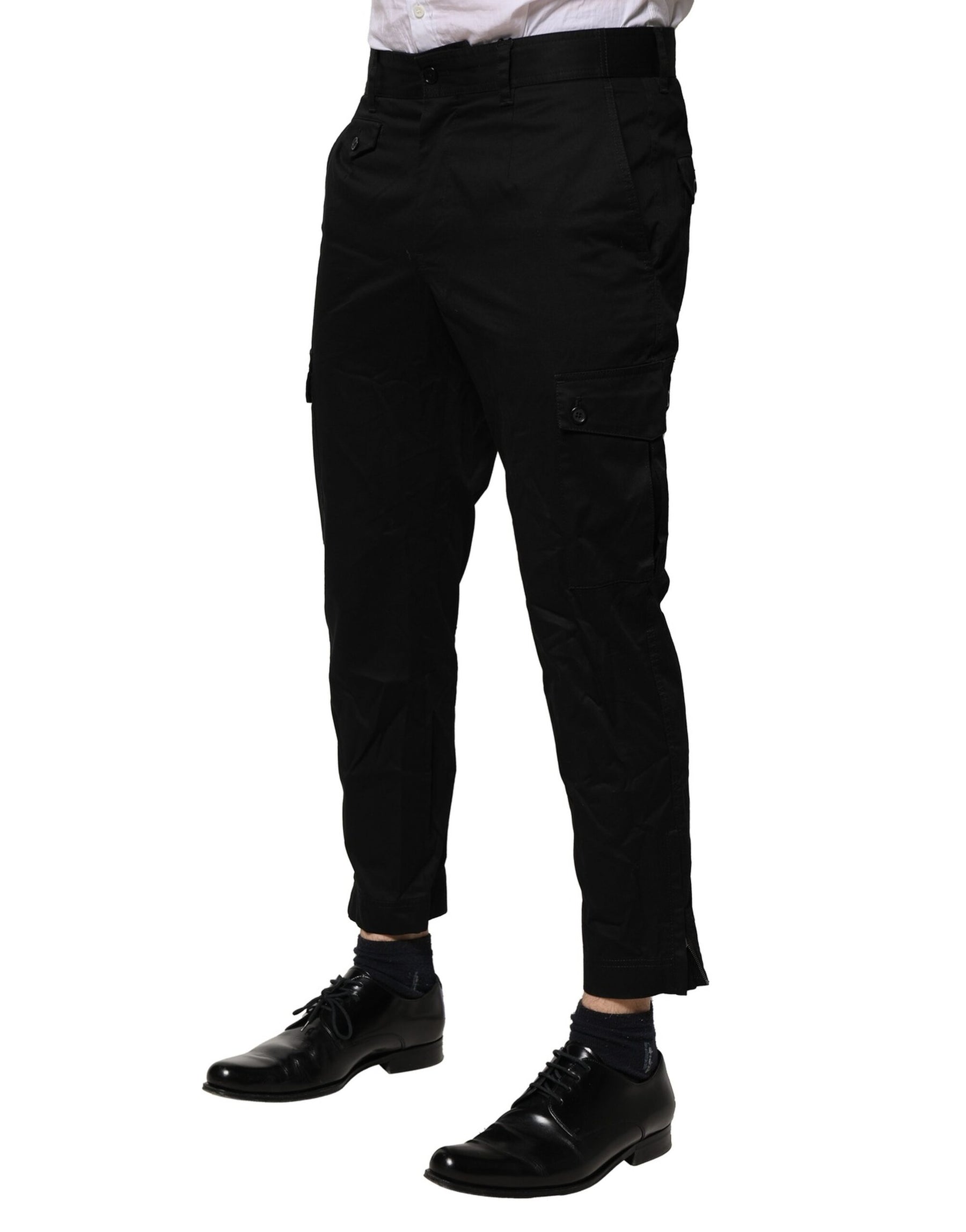 Dolce & Gabbana Black Cotton Dress Slim Formal Pants | Regal Royce