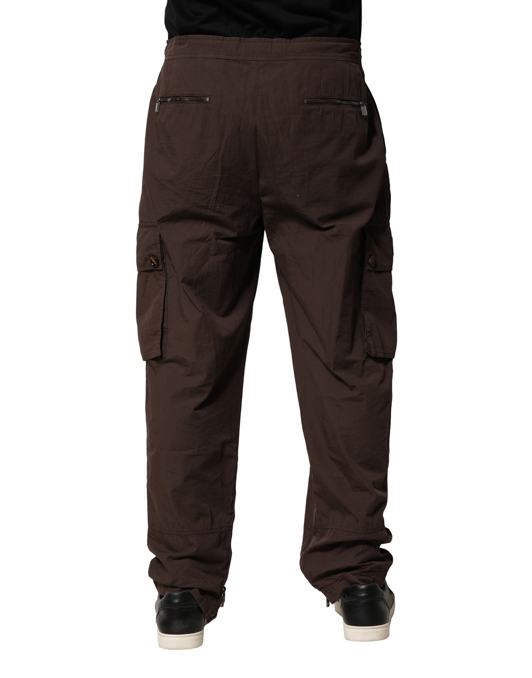 Dolce & Gabbana Brown Cotton Cargo Jogger Men Pants | Regal Royce