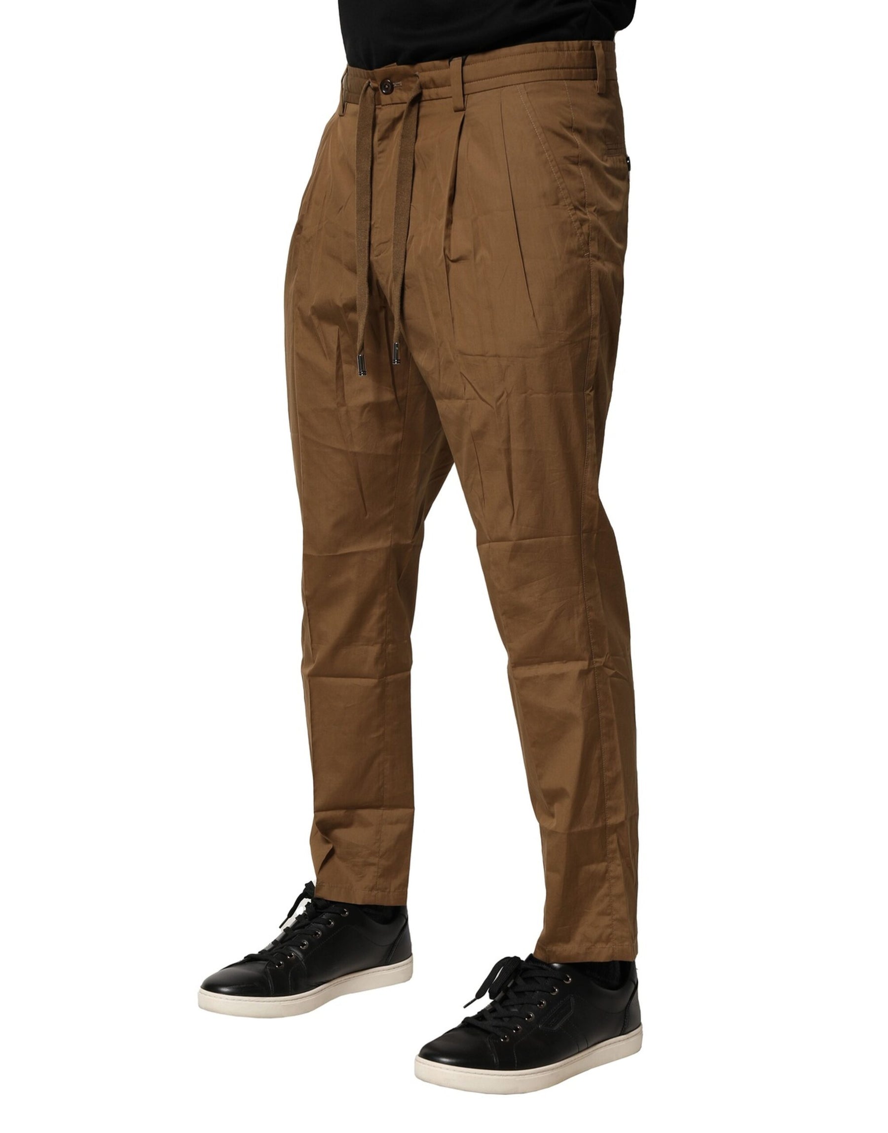 Dolce & Gabbana Brown Cotton Chino Mid Waist Men Pants | Regal Royce