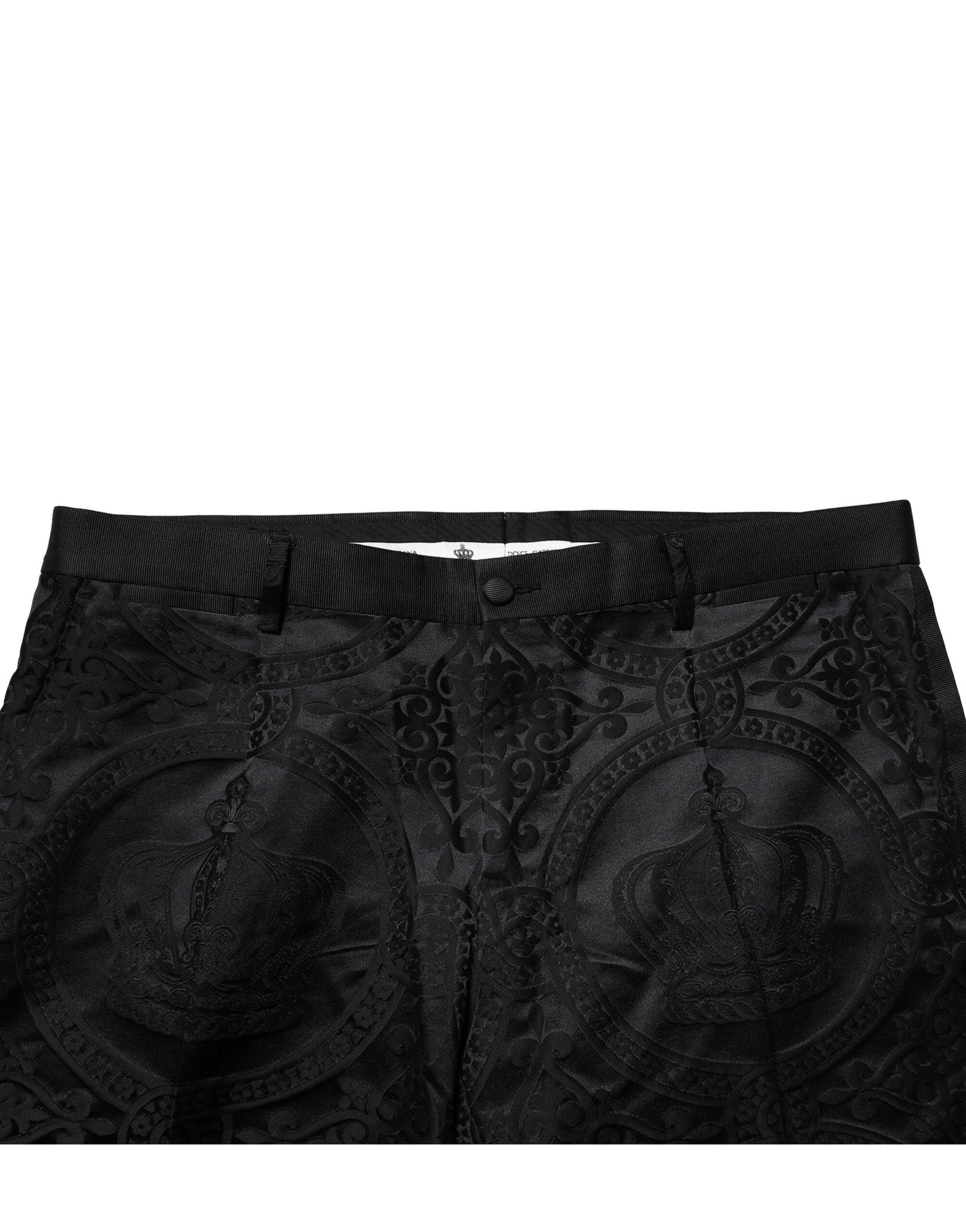 Dolce & Gabbana Black Cotton DG Crown Dress Pants | Regal Royce