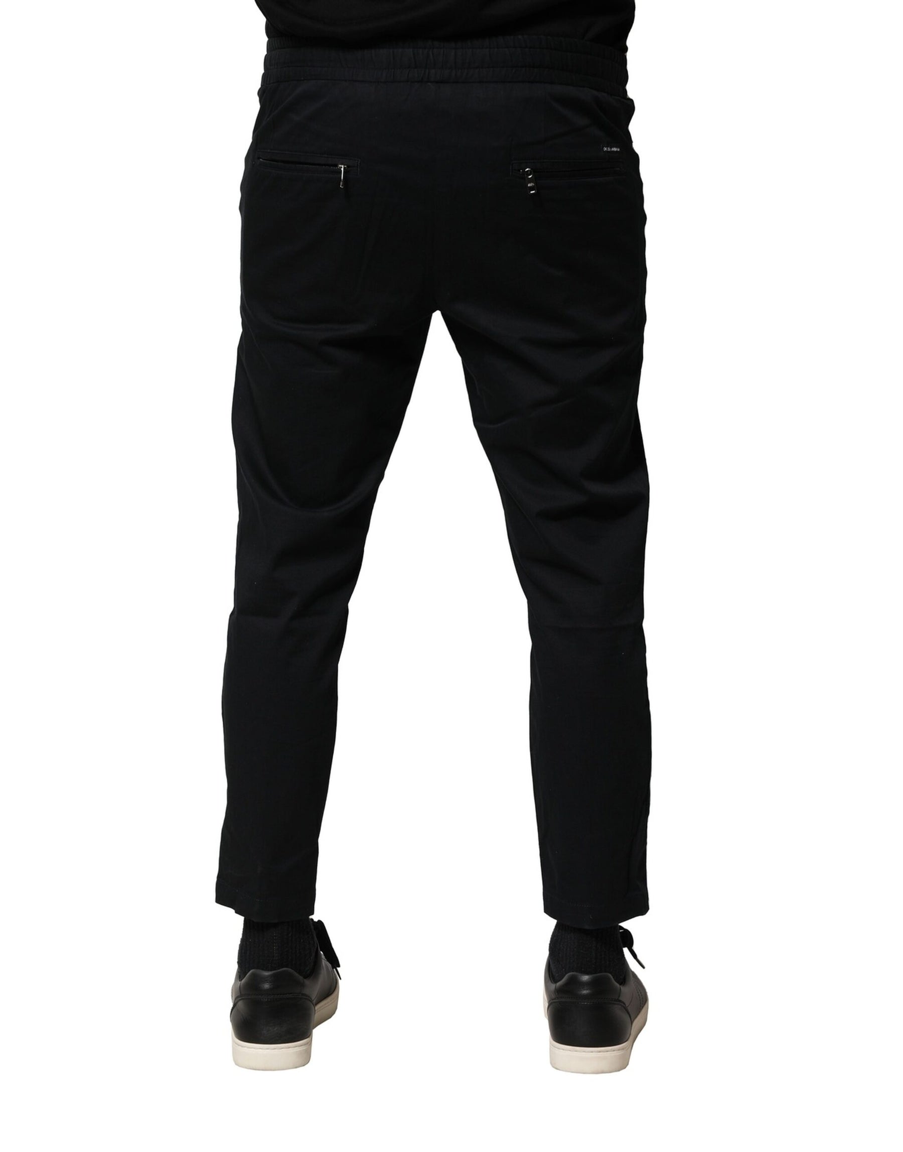 Dolce & Gabbana Black Cotton Mid Waist Jogger Pants | Regal Royce