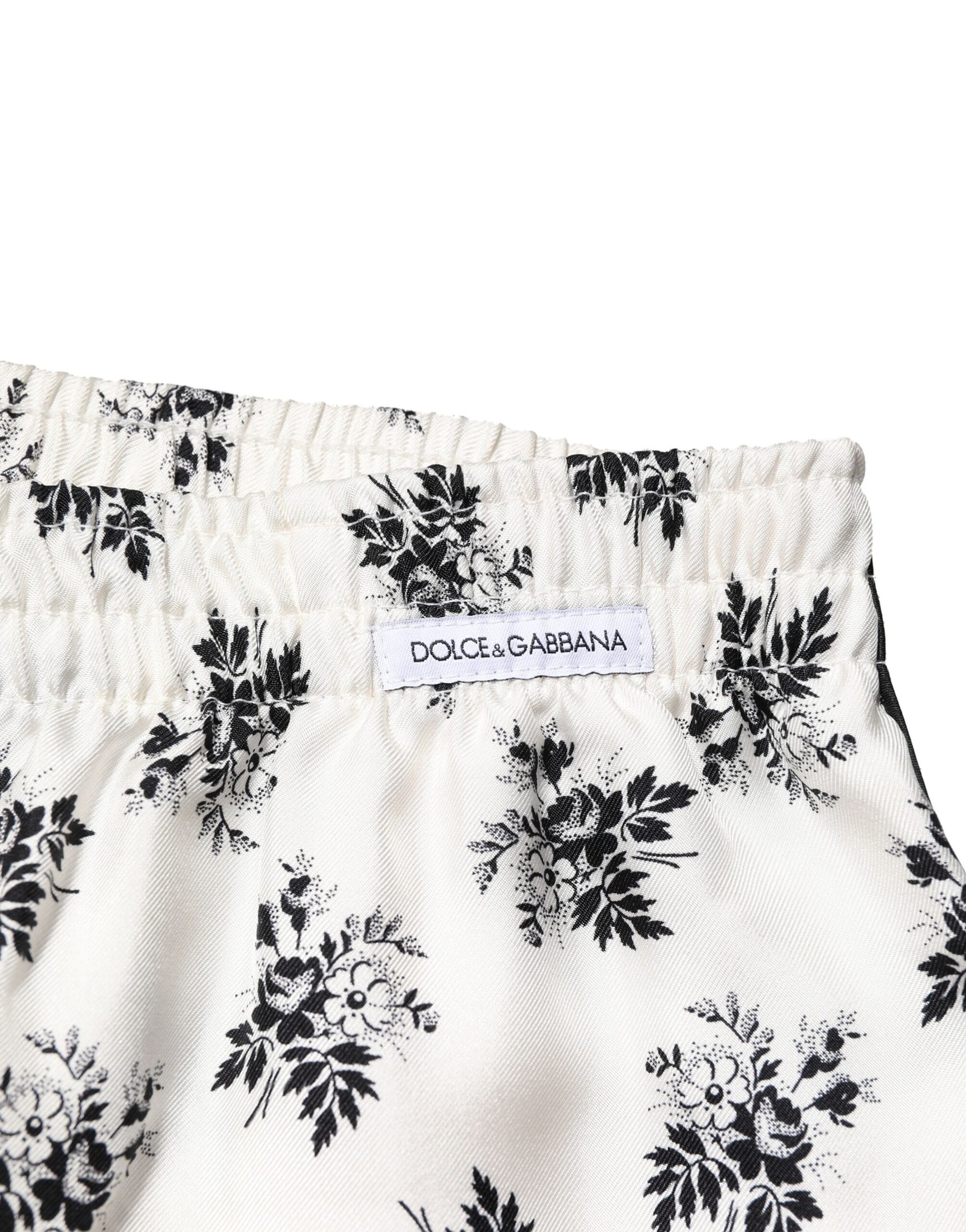 Dolce & Gabbana White Floral Silk Casual Lounge Pants | Regal Royce