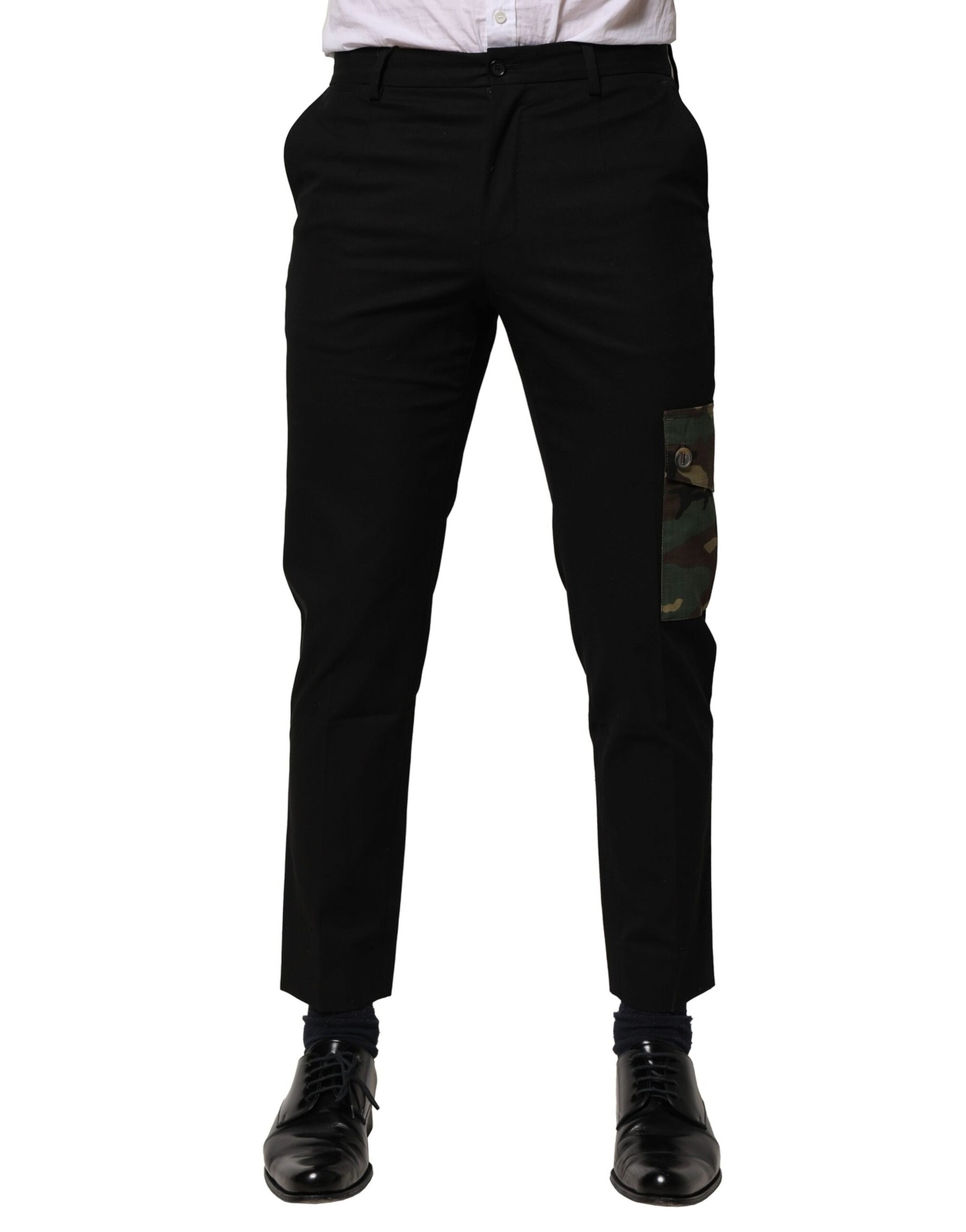 Dolce & Gabbana Black Cotton Cargo Dress Men Pants | Regal Royce