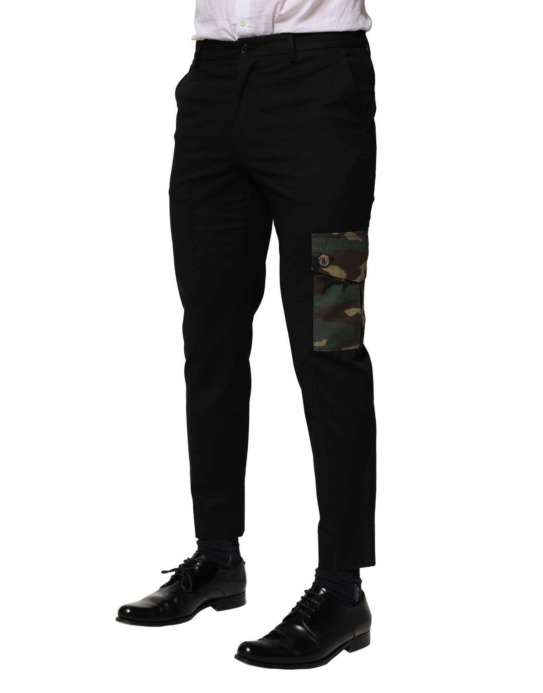 Dolce & Gabbana Black Cotton Cargo Dress Men Pants | Regal Royce