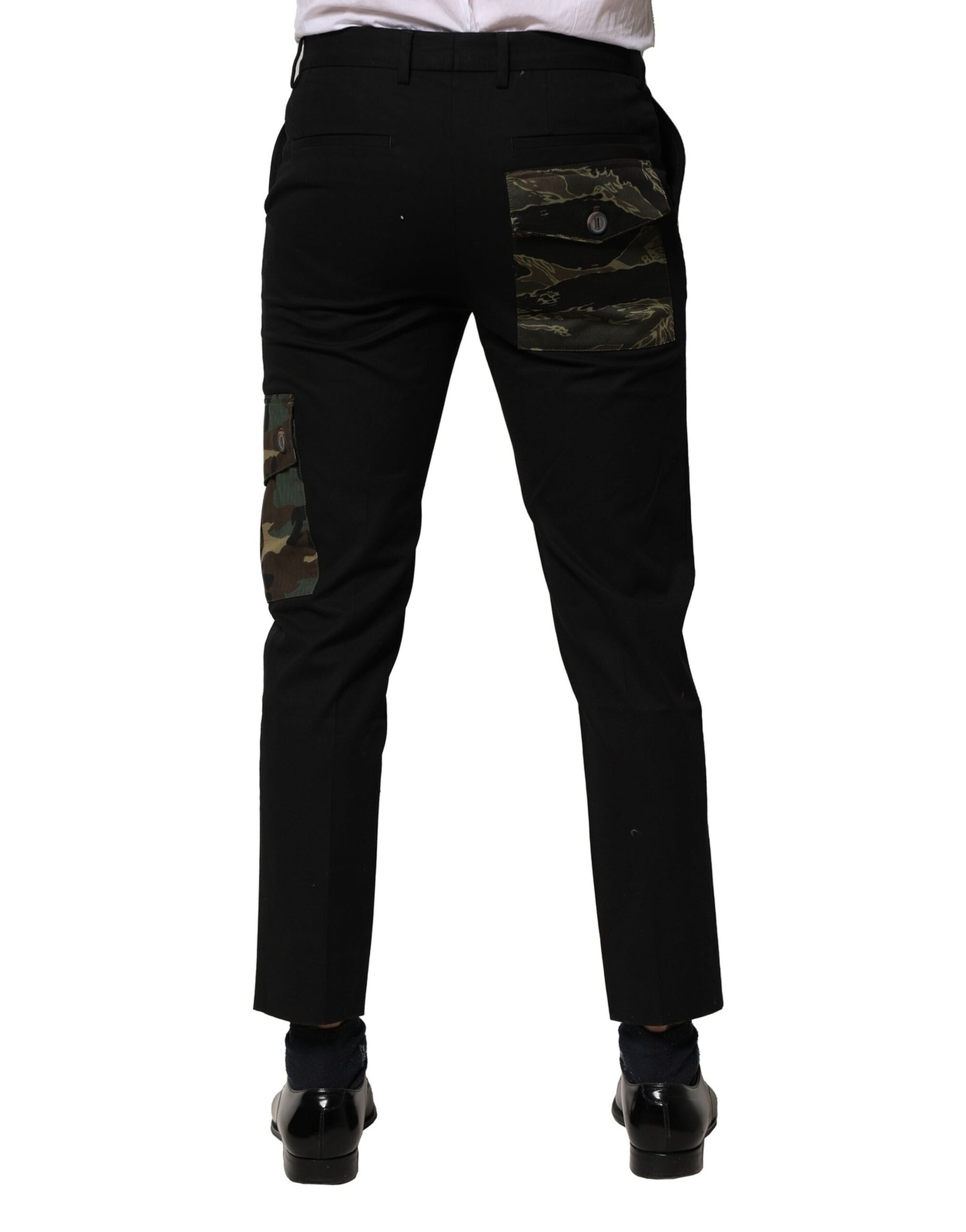 Dolce & Gabbana Black Cotton Cargo Dress Men Pants | Regal Royce