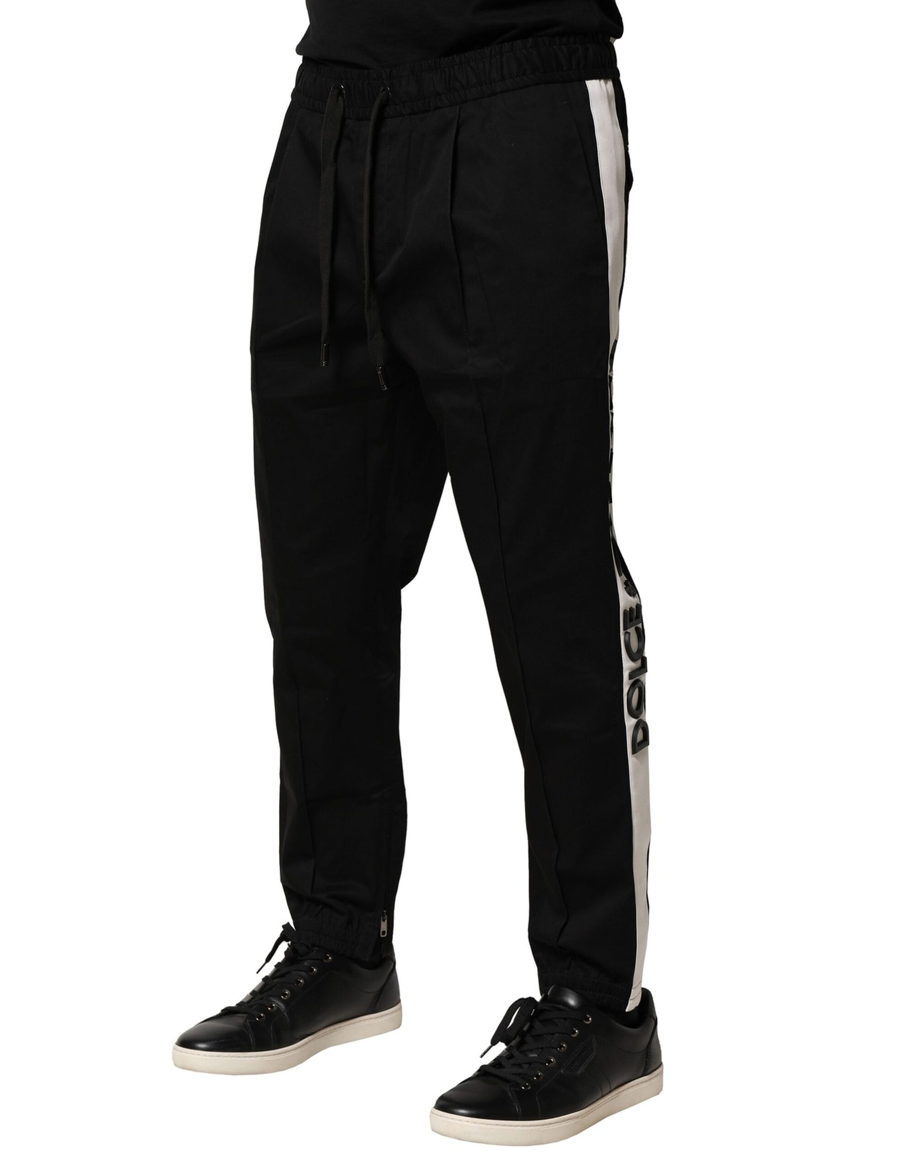 Dolce & Gabbana Black Cotton Mid Waist Jogger Pants | Regal Royce