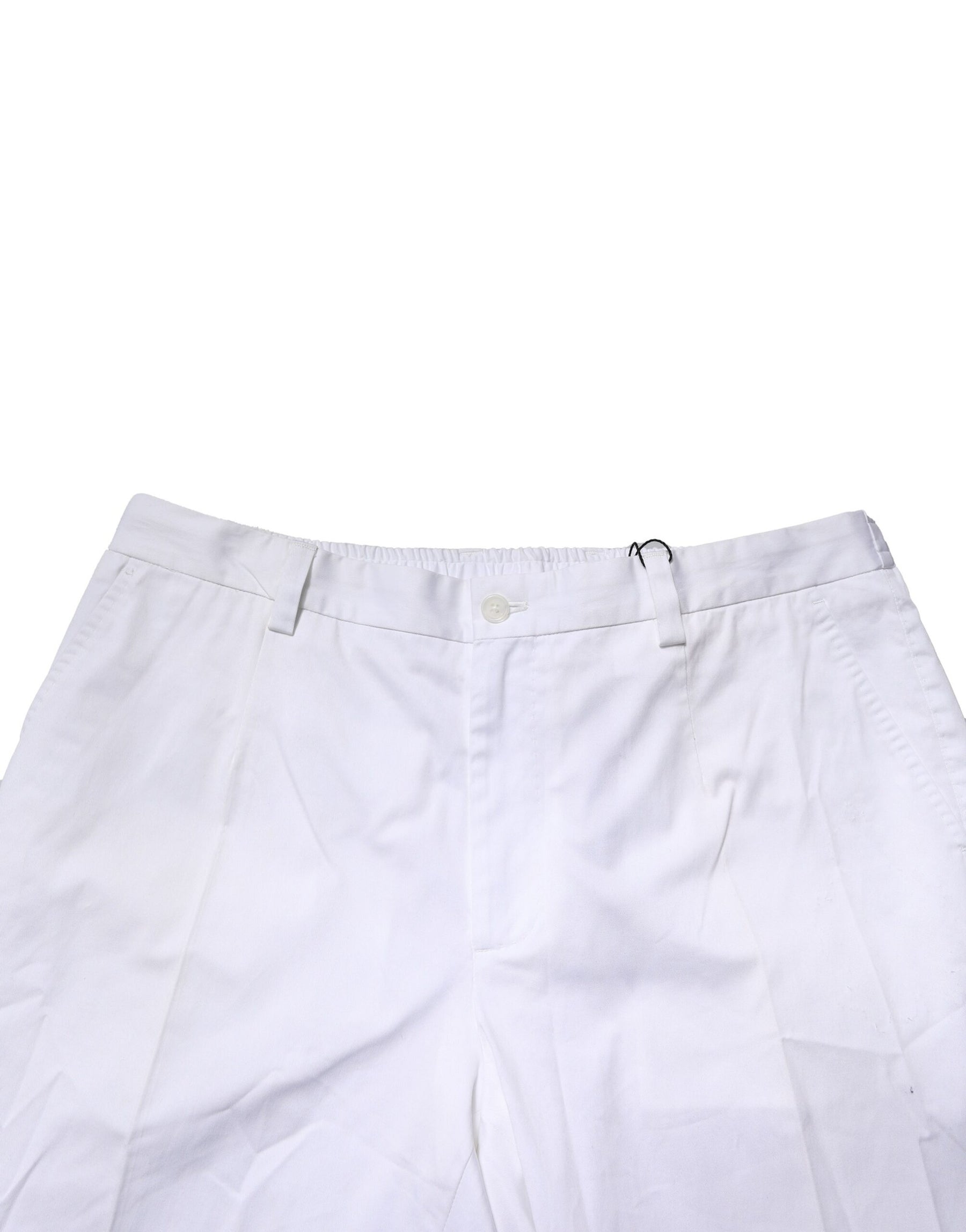 Dolce & Gabbana White Cotton Dress Slim Formal Pants | Regal Royce