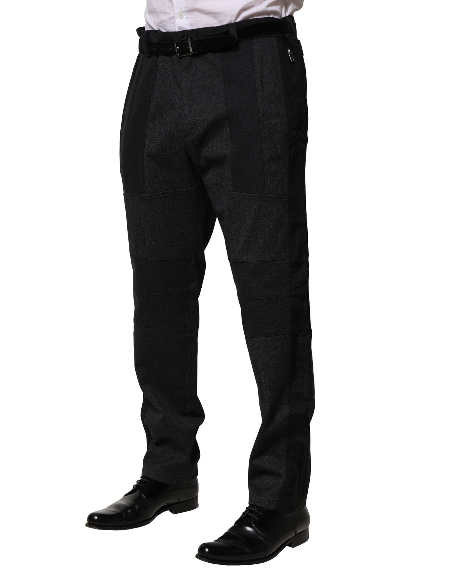 Dolce & Gabbana Black Cotton Dress Slim Formal Pants | Regal Royce