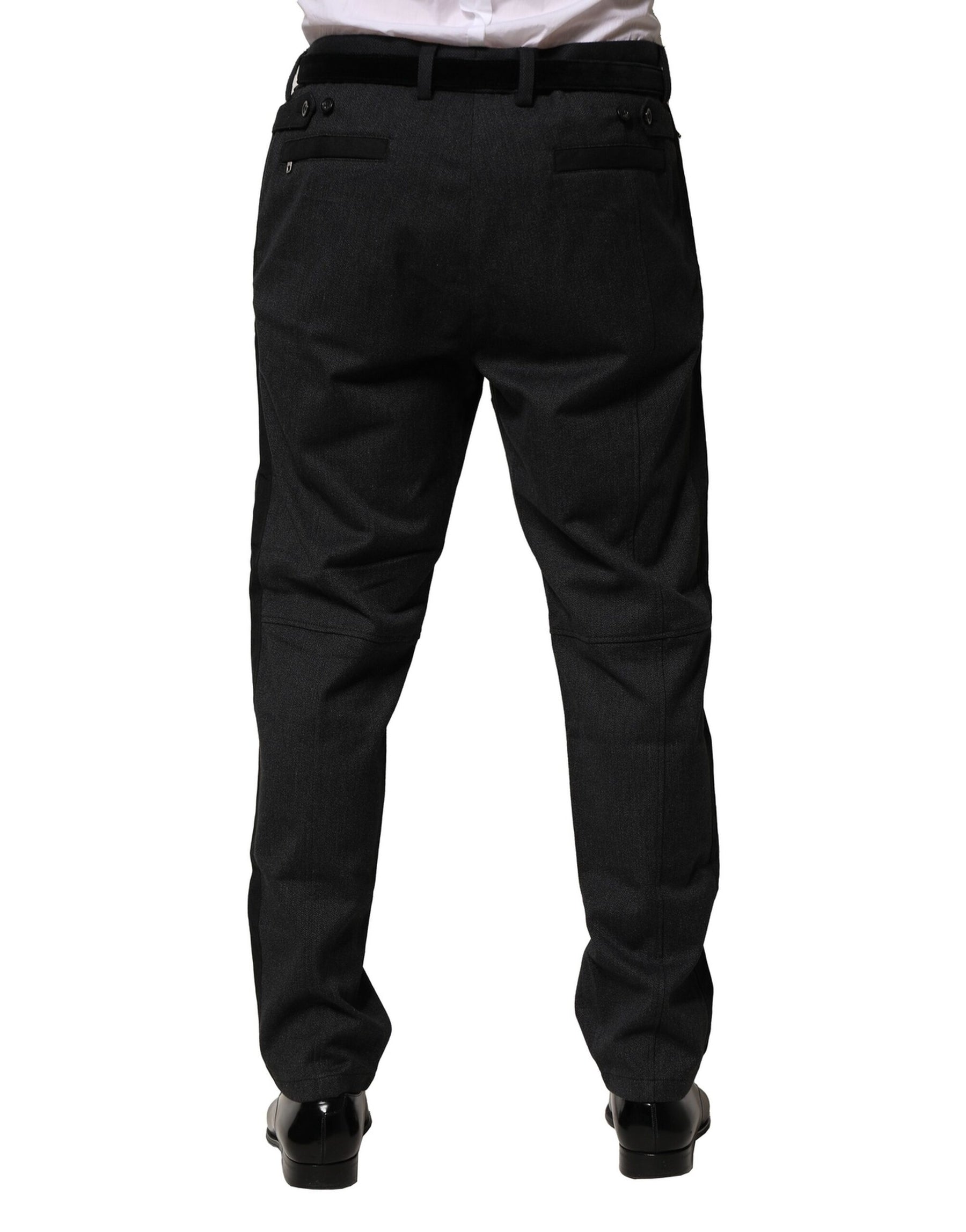 Dolce & Gabbana Black Cotton Dress Slim Formal Pants | Regal Royce